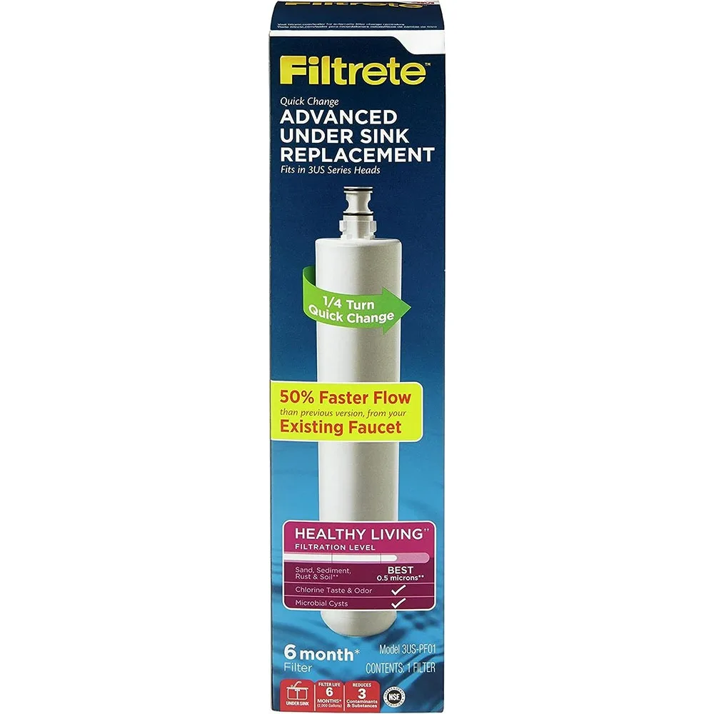 Description Picture 3 of itemFor Filtrete Advanced Under Sink Quick Change Water Filtration Filter 3US-PF01, For Use With 3US-PS01 System, 1 Count (Pack of 1