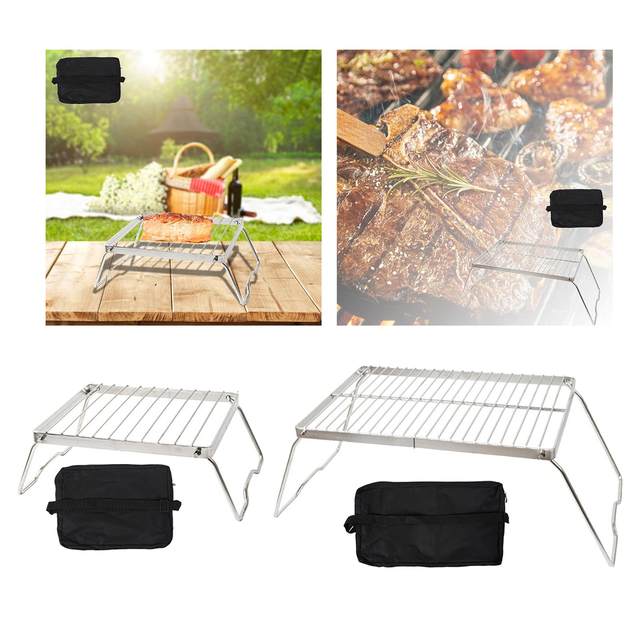 Camping Grill Grate Stainless Steel Multifunctional Portable Folding Grill Rack Gas Stoves Burner Bracket for Camping Home