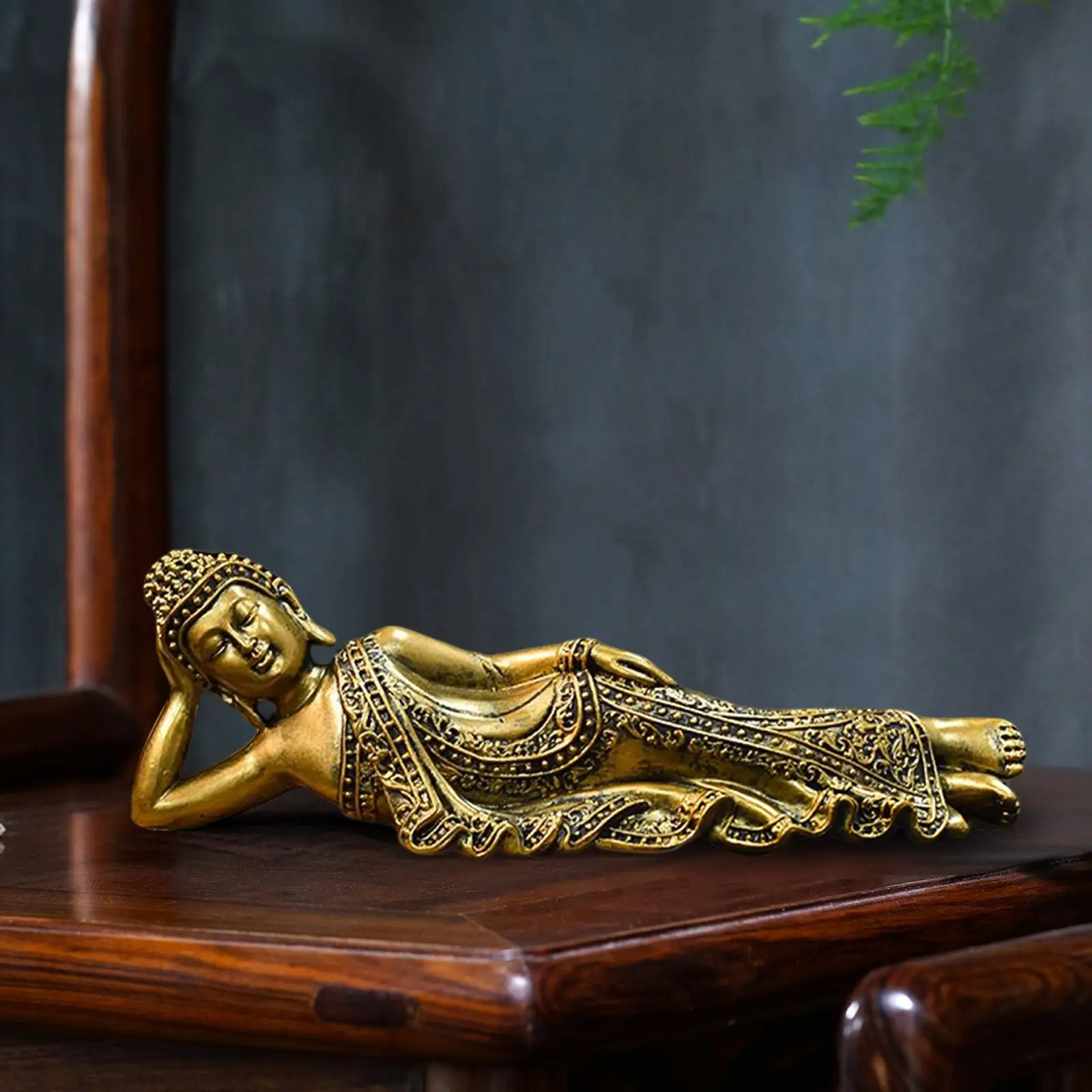 Vintage Style Buddha Figurine Statue Sculpture Decorative Ornament Artwork Gift for Desk Car Interior Outdoor Living Room Decor