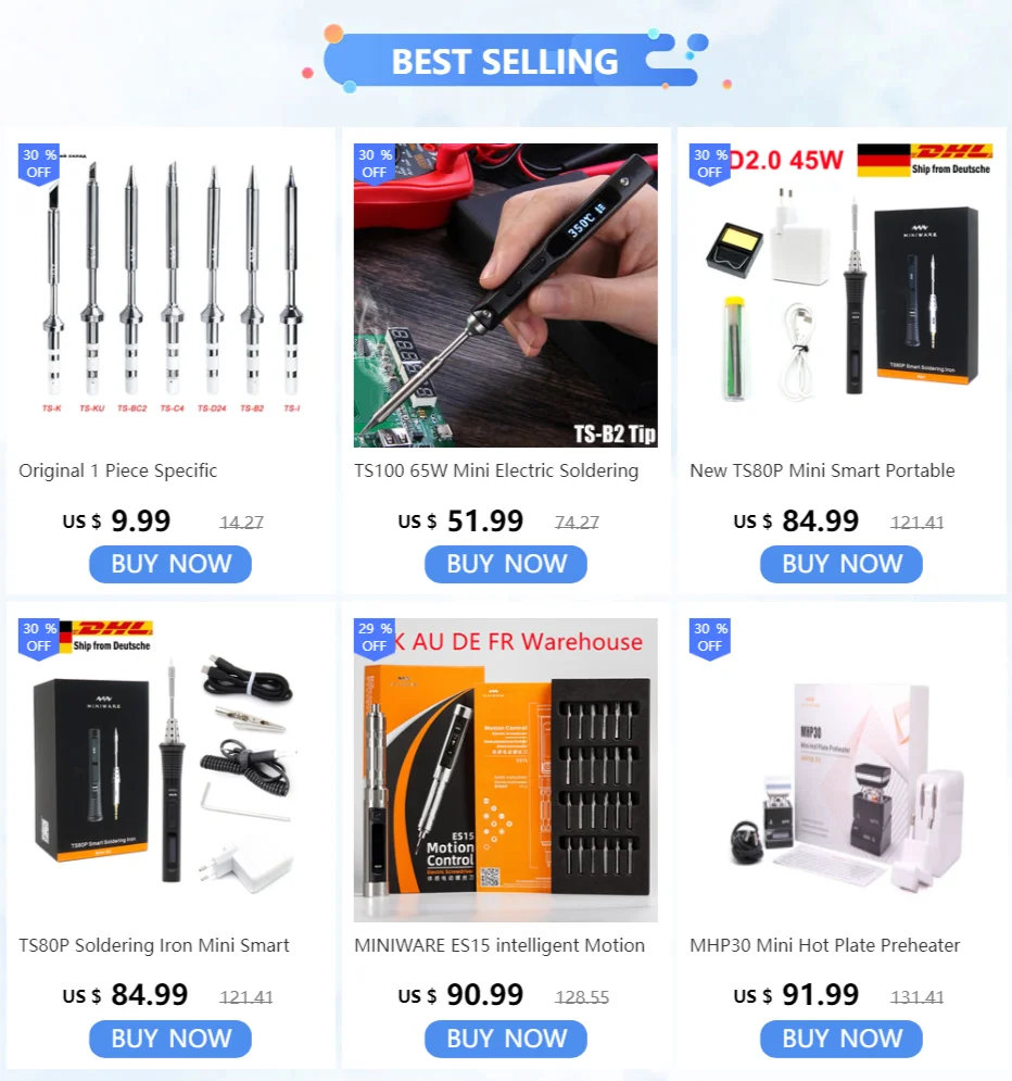 TS100 65W Mini Digital Electric Soldering Iron LCD Programable Display Adjustable Temperature with 24V 3A Power supply electronics soldering kit