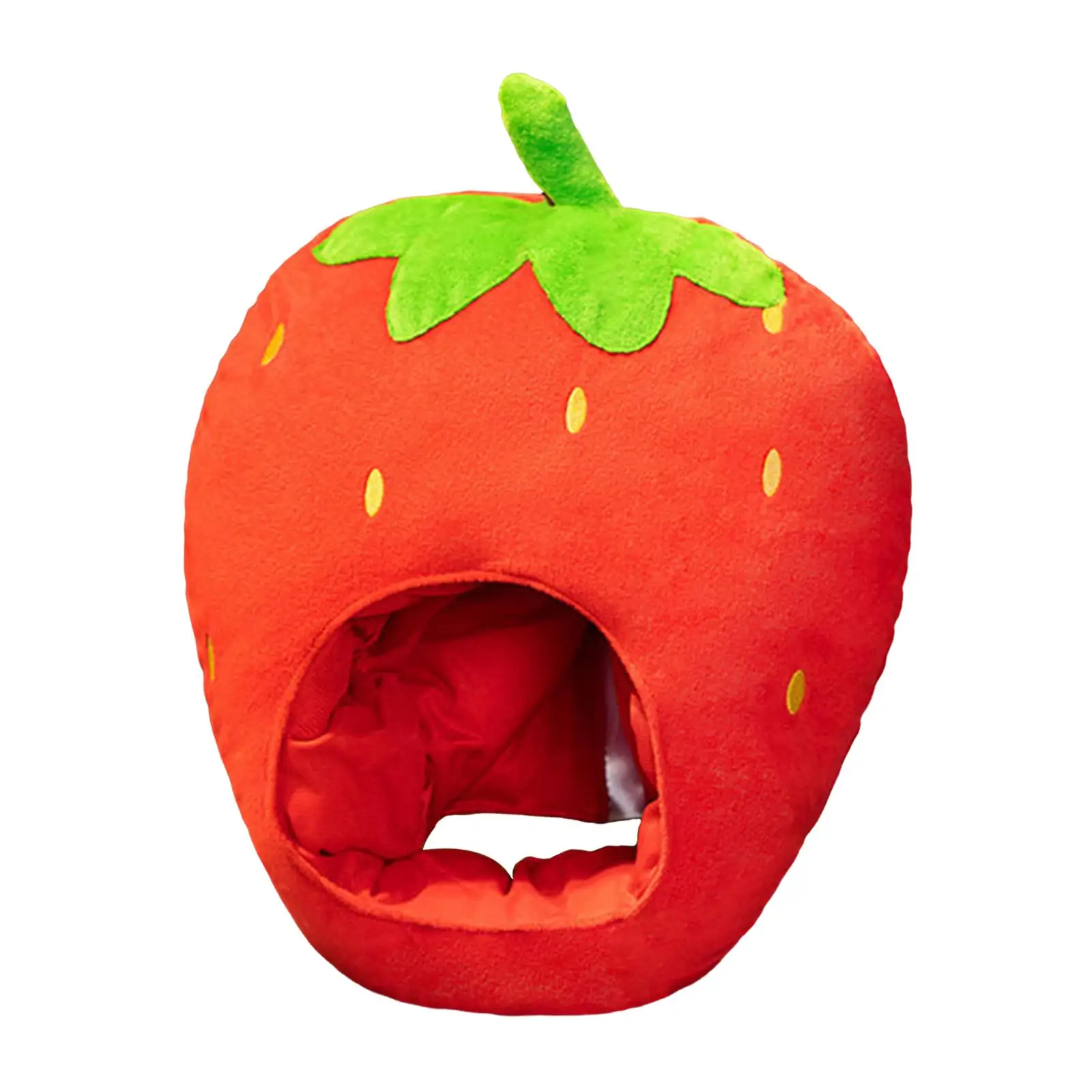 Soft Strawberry Hat Decor Head Warmer Comfortable Novelty Costume Hat Headdress for Cosplay Party Halloween Holiday Women Men