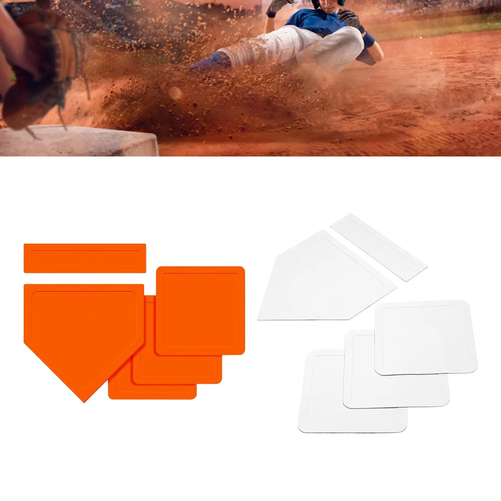 Throw Down Rubber Base Set Exercise Home Plate Baseball Softball Base Set Practice Training Equipment for Kickball Backyard Game