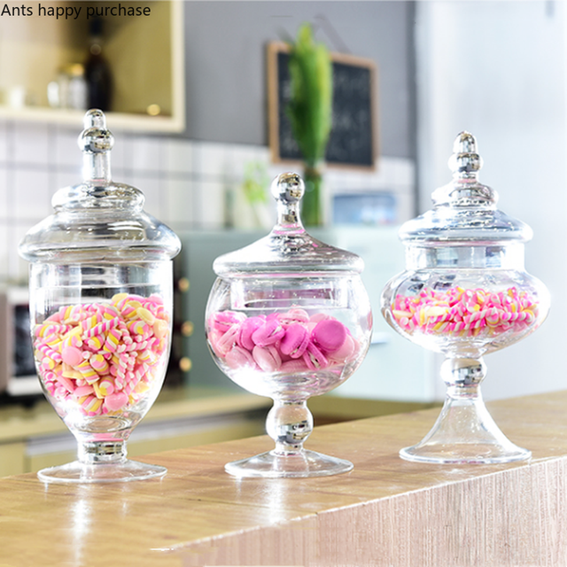 Luxury Transparent Candy jar party Dessert Storage Bottle Dinner Table  Decorative High Striped Cover Storage Tank glass jars and lids,Transparent Candy  jar party Dessert Storage Bottle Dinner Table Decorative High Striped Cover