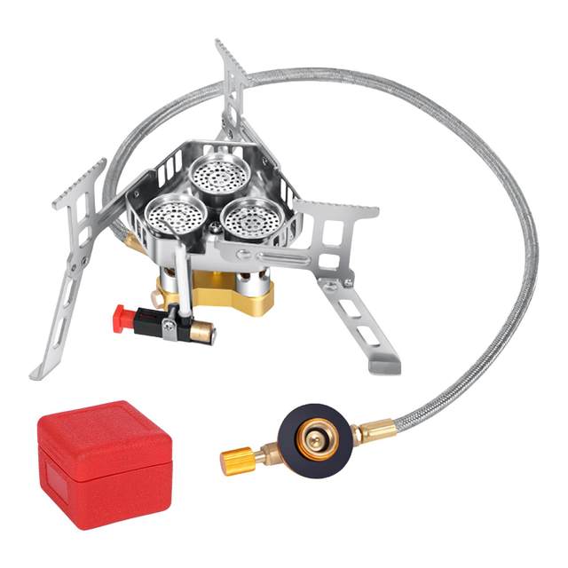 Folding Camping Gas Stove Windproof with Piezo Ignition Backpacking Stove Camp