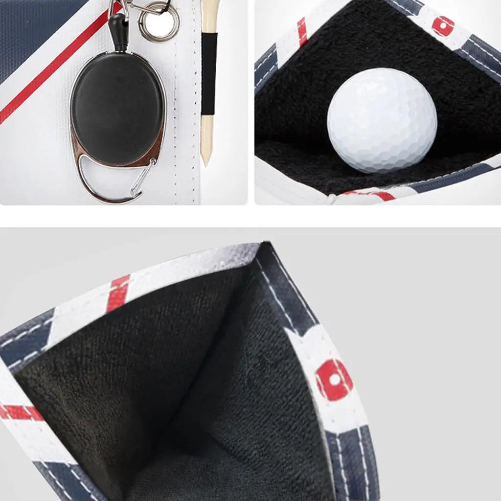  Reusable Golf Ball Cleaner Pouch Wiping Pocket with Tees Pack Golfball Small Ball Bag Cleaning Velvet Lined Cleaning Tool 