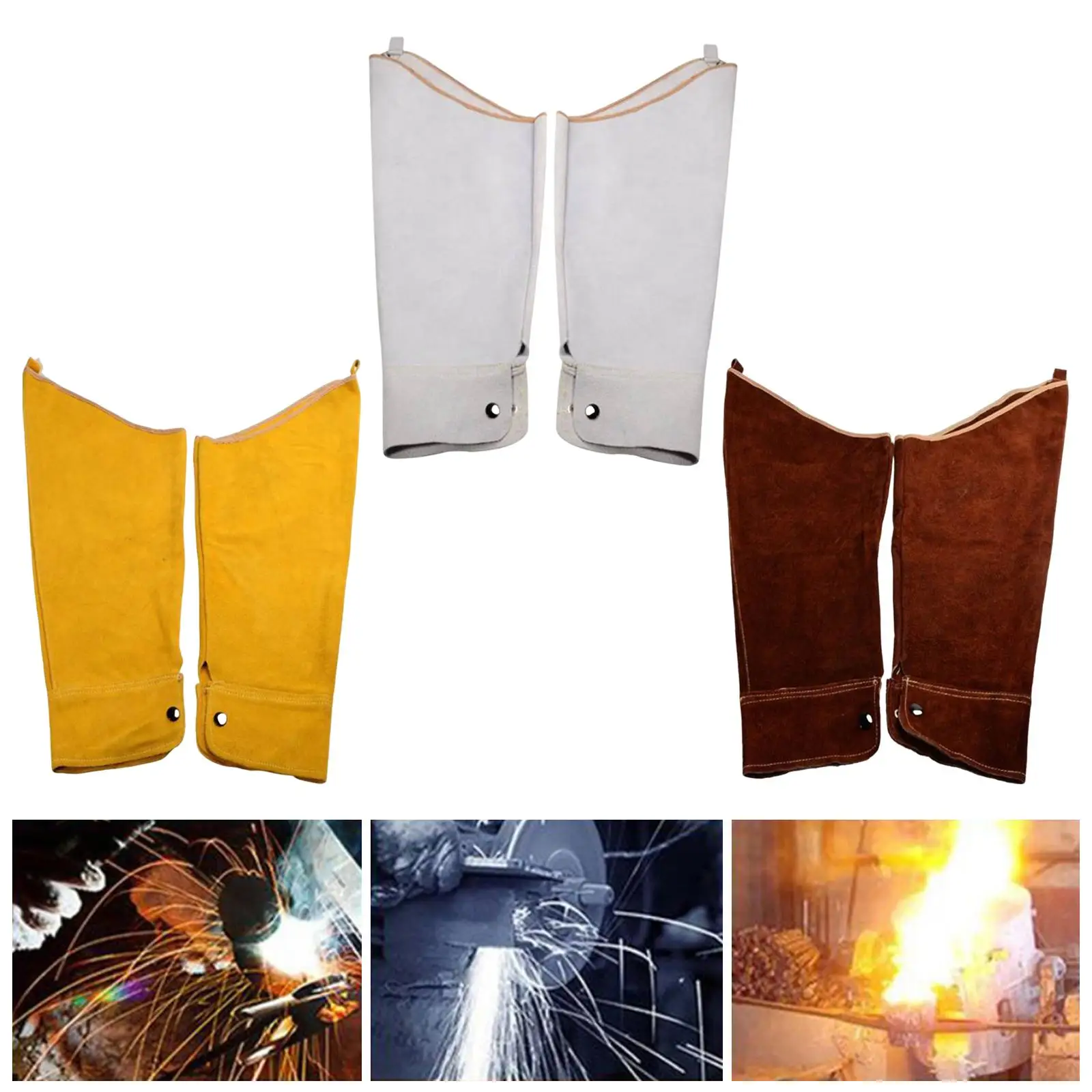 60cm Long Welding Sleeves Heat Resistant Artificial Leather with Elastic Cuff Arm Protection Welder Protective Supplies