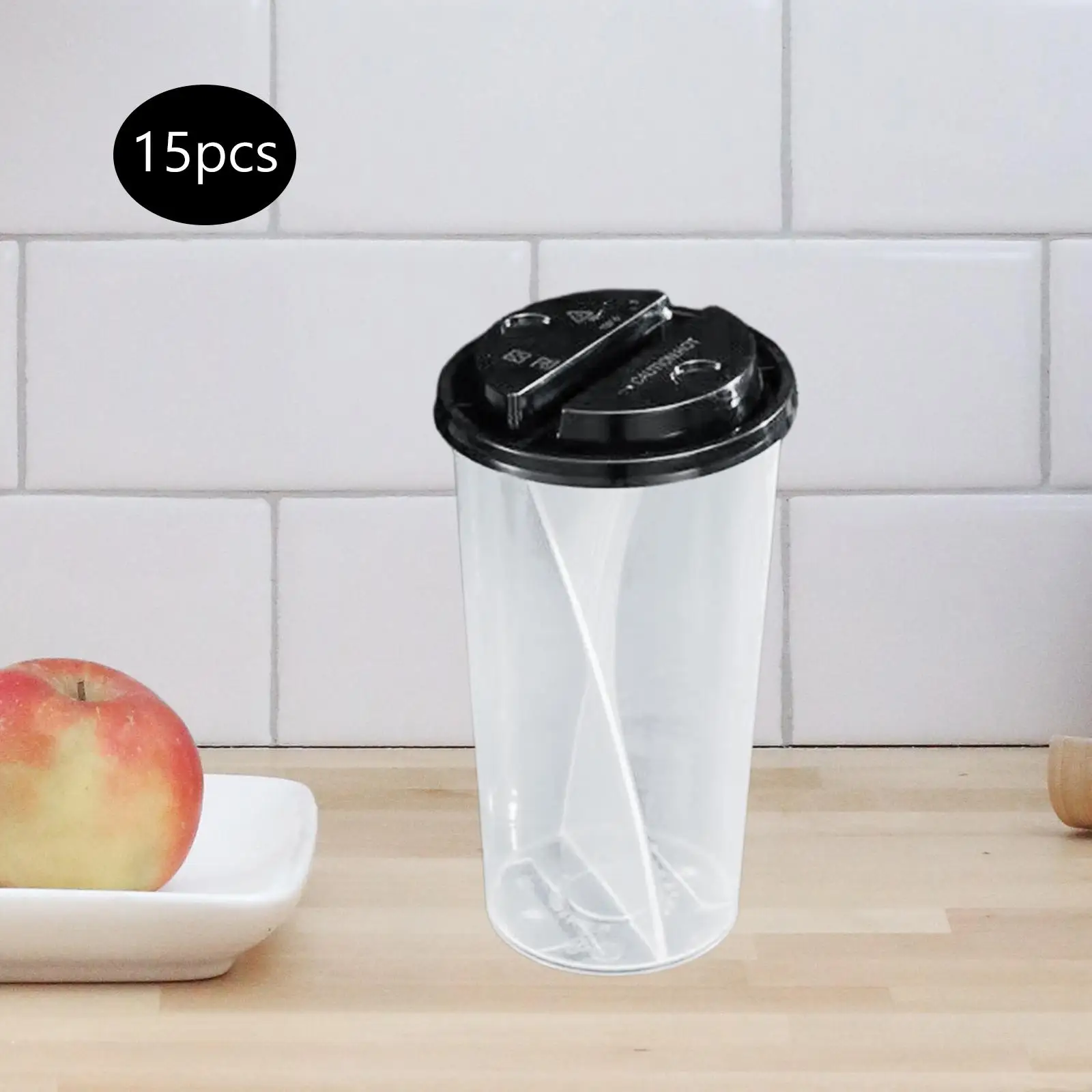 15Pcs Disposable Cups 750ml Bubble Boba 2 Slot Water Cup Iced Coffee Cups Juice Cup for Tea Drink Beverage Milkshake Juicing