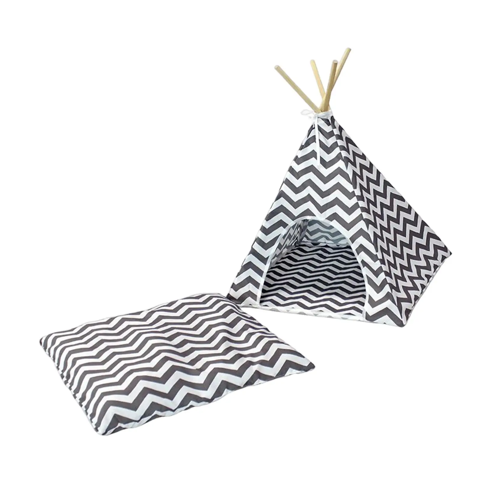 Portable Pet Teepee Dog House Cat Bed Tent Nest Cushion Shelter Mat Sleeping Bed Warm for Indoor Kitten Puppy Accessories