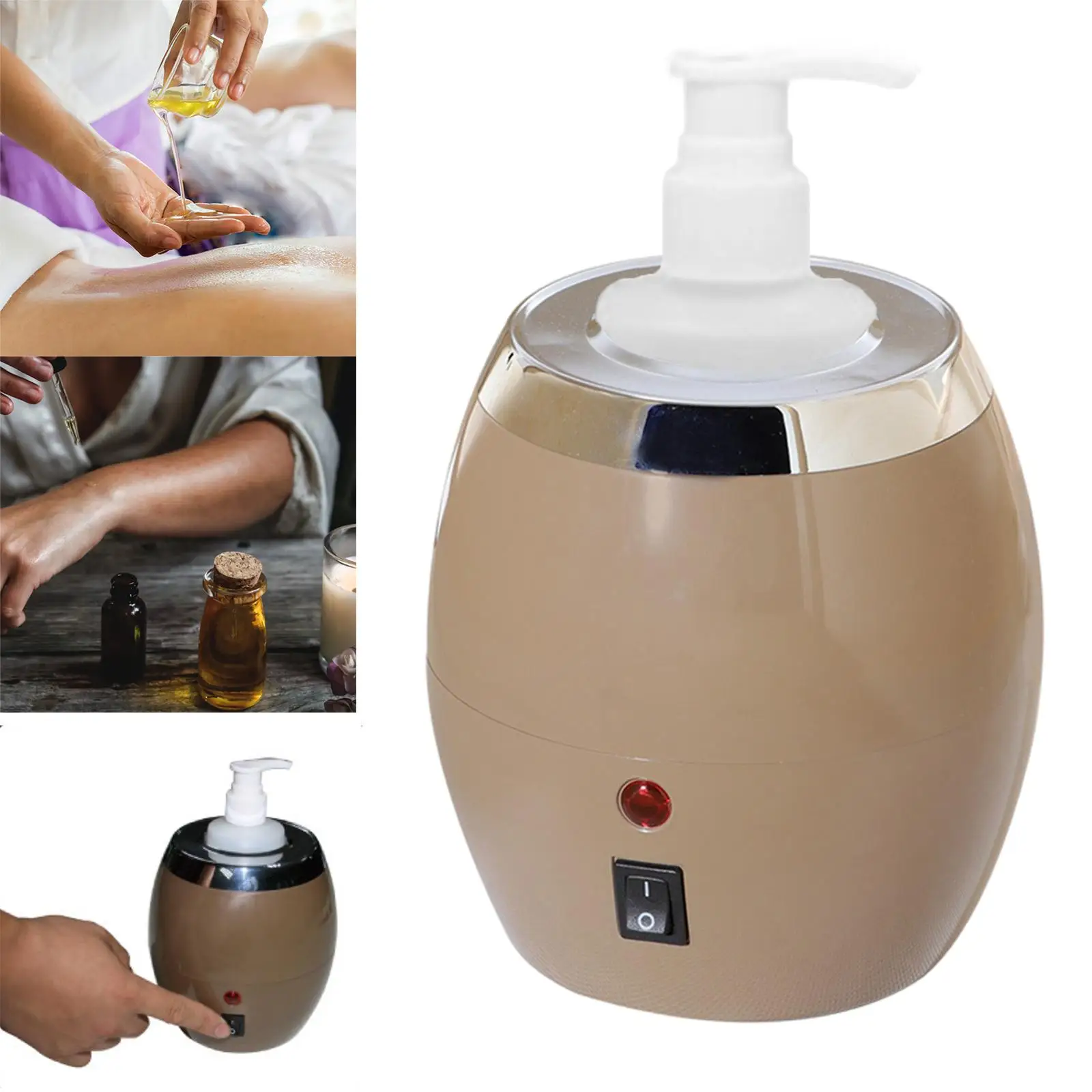 1 Bottle Oil/Lotion Bottle Warmer Aluminum Alloy Inner Tank Electric Essential Oil Heater for SPA Men Women