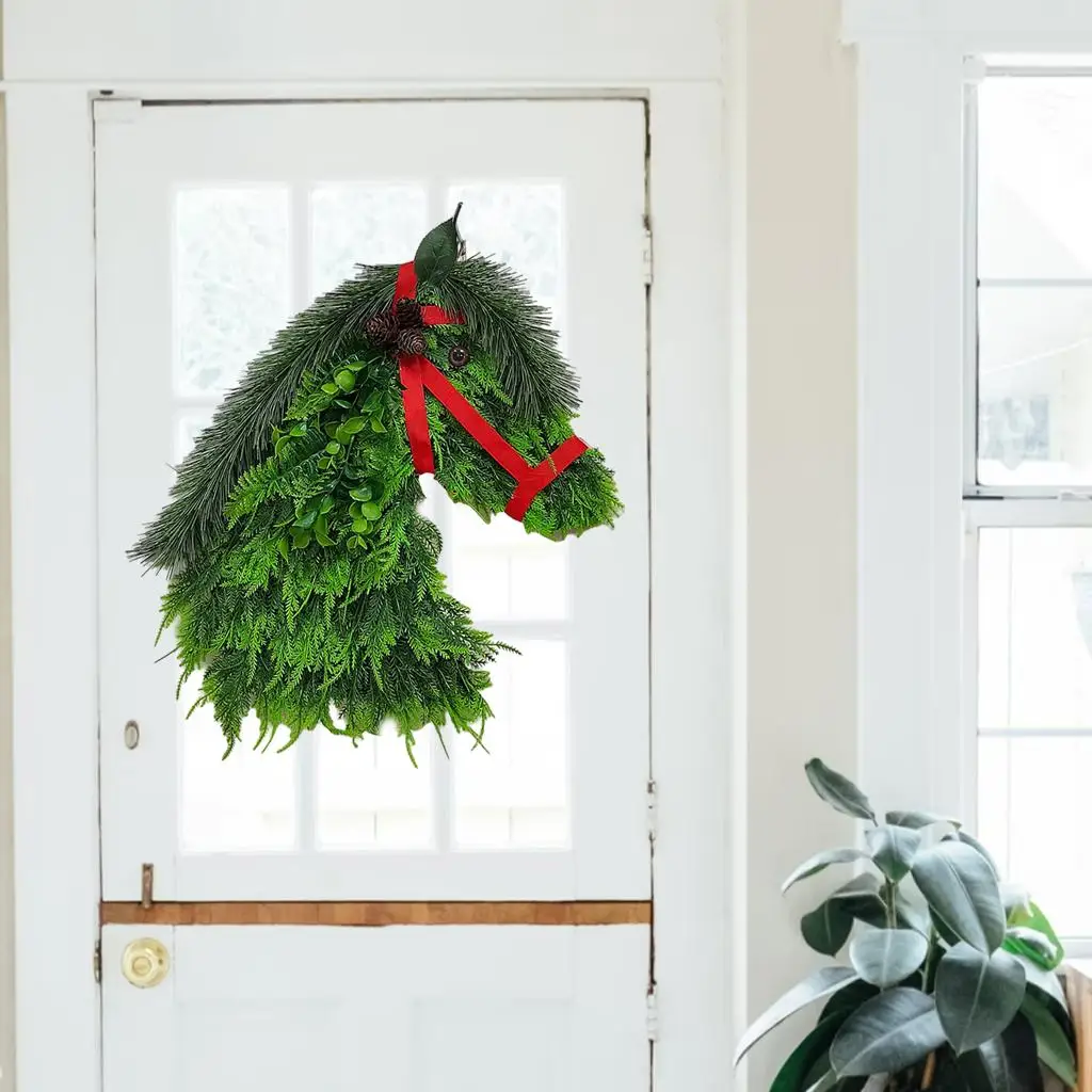 Horse Head Wreath Christmas Kitchen Simulation for Front Door Office Room