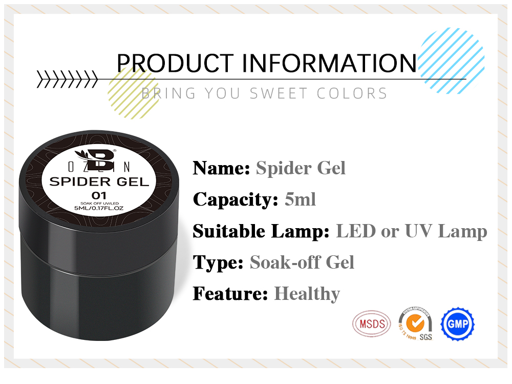 Description Picture 3 of itemBOZLIN Spider Wire Gel No Sticky Layer UV LED Painting Drawing Lining Gels Polish For Nail Design Rose Gold Color Nail Manicure