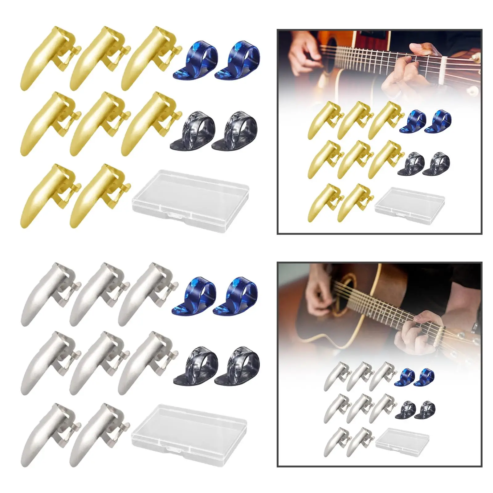 Steel Finger Picks Set Replacement Guitar Accessories Parts Thumb Pick Set Finger Picks for Acoustic Guitar Finger Pick