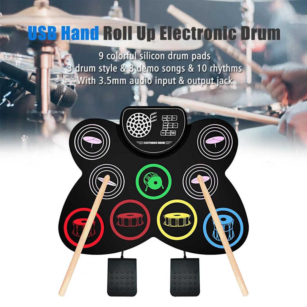 Title 4, Portable Drum Set Built-in Stereo Speaker Silic...