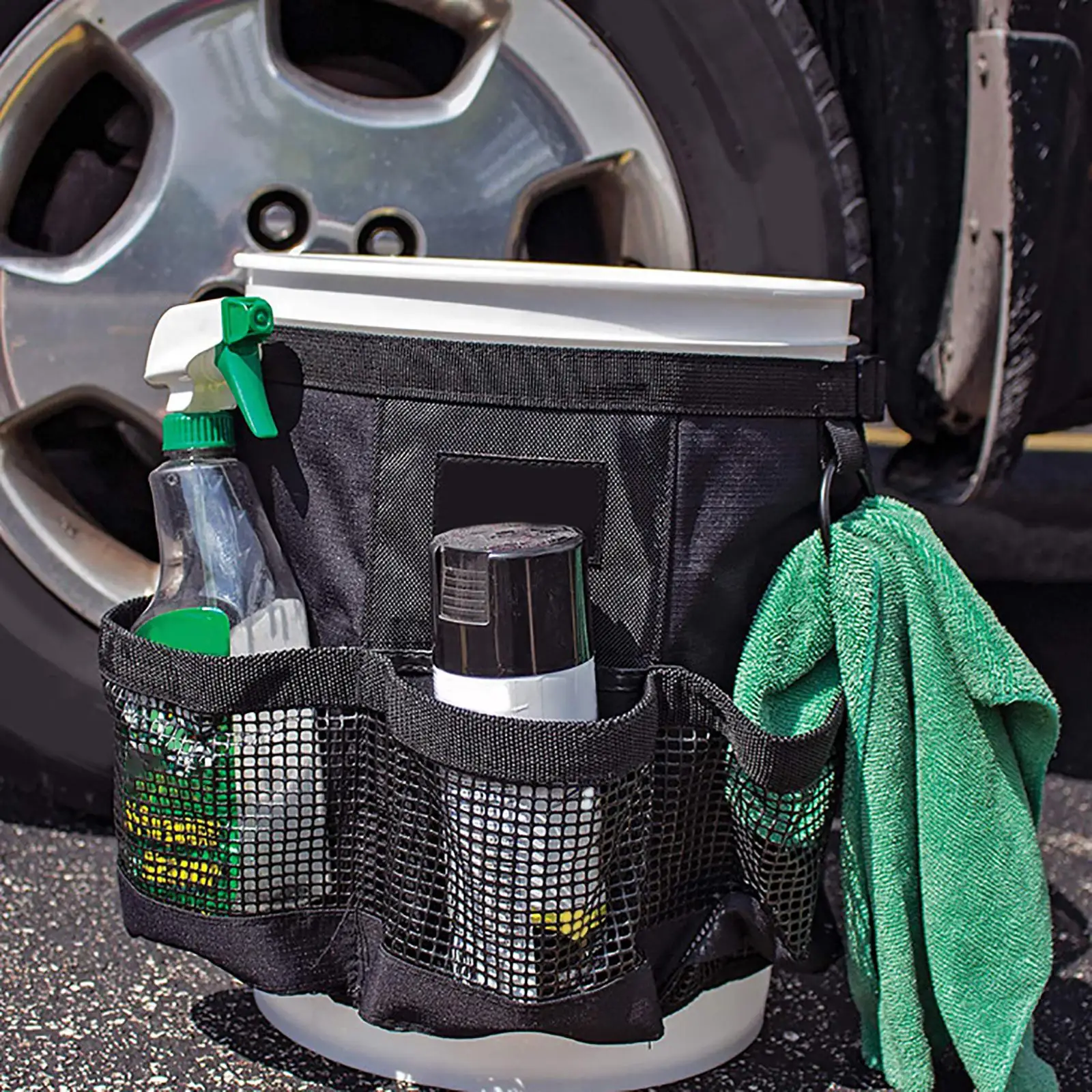 Outdoor Car Wash Bucket Tool Organizer Container Garden Tool Bag Large Capacity