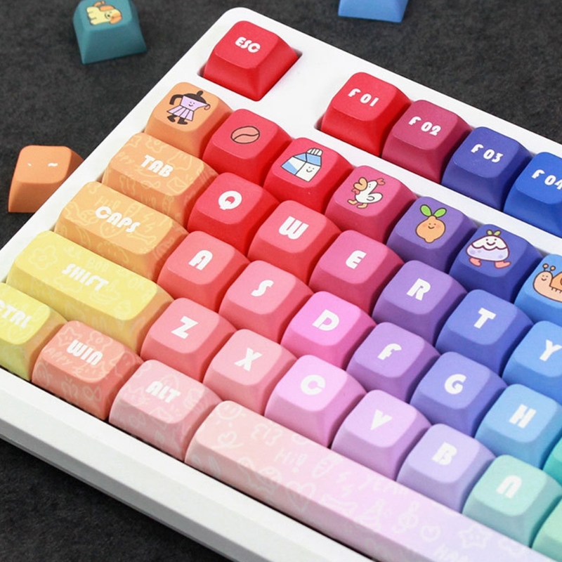 Rainbow XDA Conjunto Completo Keycaps, DyeSubbed Grosso