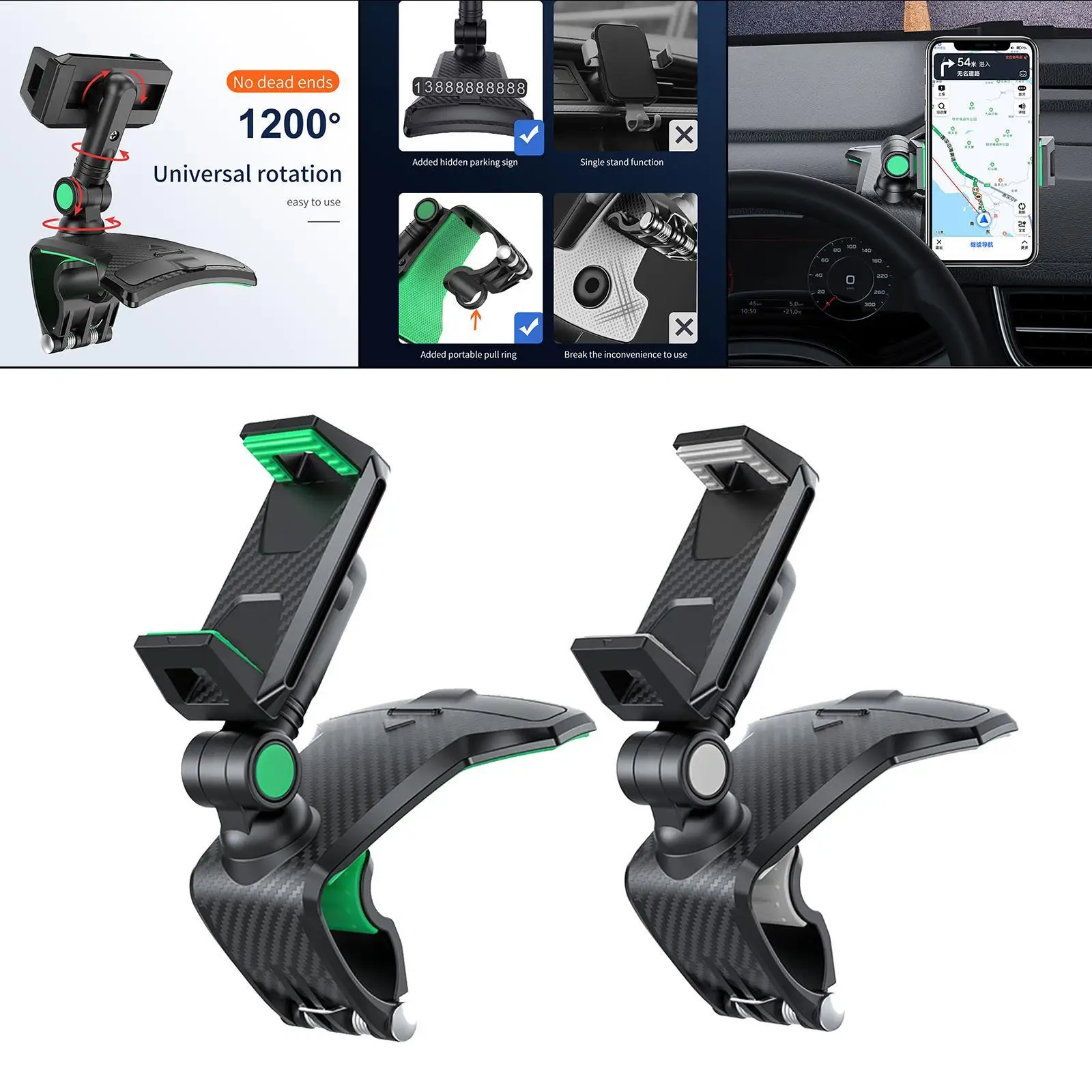 Universal Car Phone Holder 360 Degree Rotation  Angle Hands  Expanding Stand for Smartphones 4-7 Inches  
