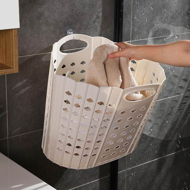 Relaxdays - Folding Laundry Hamper, Handles, Plastic & Silicone, Compact Storage Basket, HWD 27x61x45.5 cm, Light Green