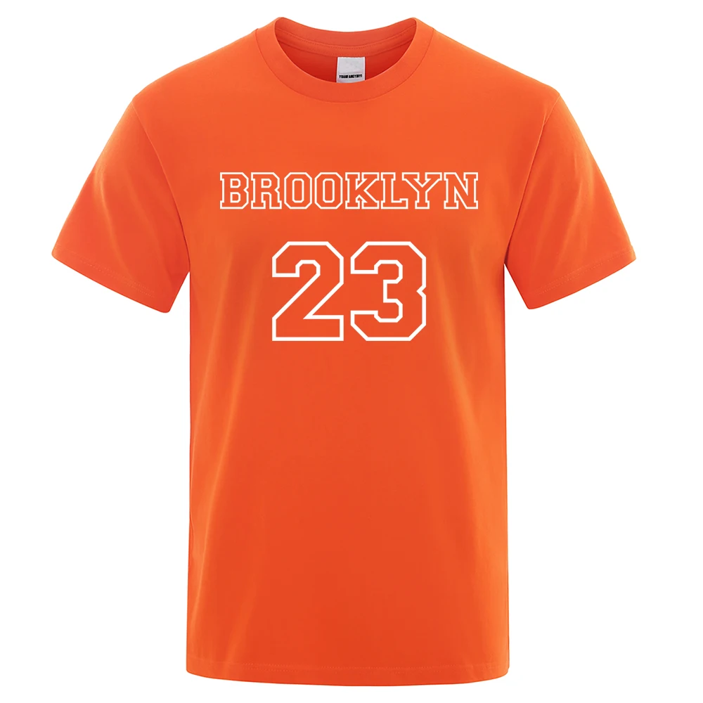 teekossc - Camiseta con letras de Brooklyn 23 Usa City Street para hombre, ropa de algodón de alta calidad, Tops de cuello redondo de verano, camisetas Harajuku de gran tamaño