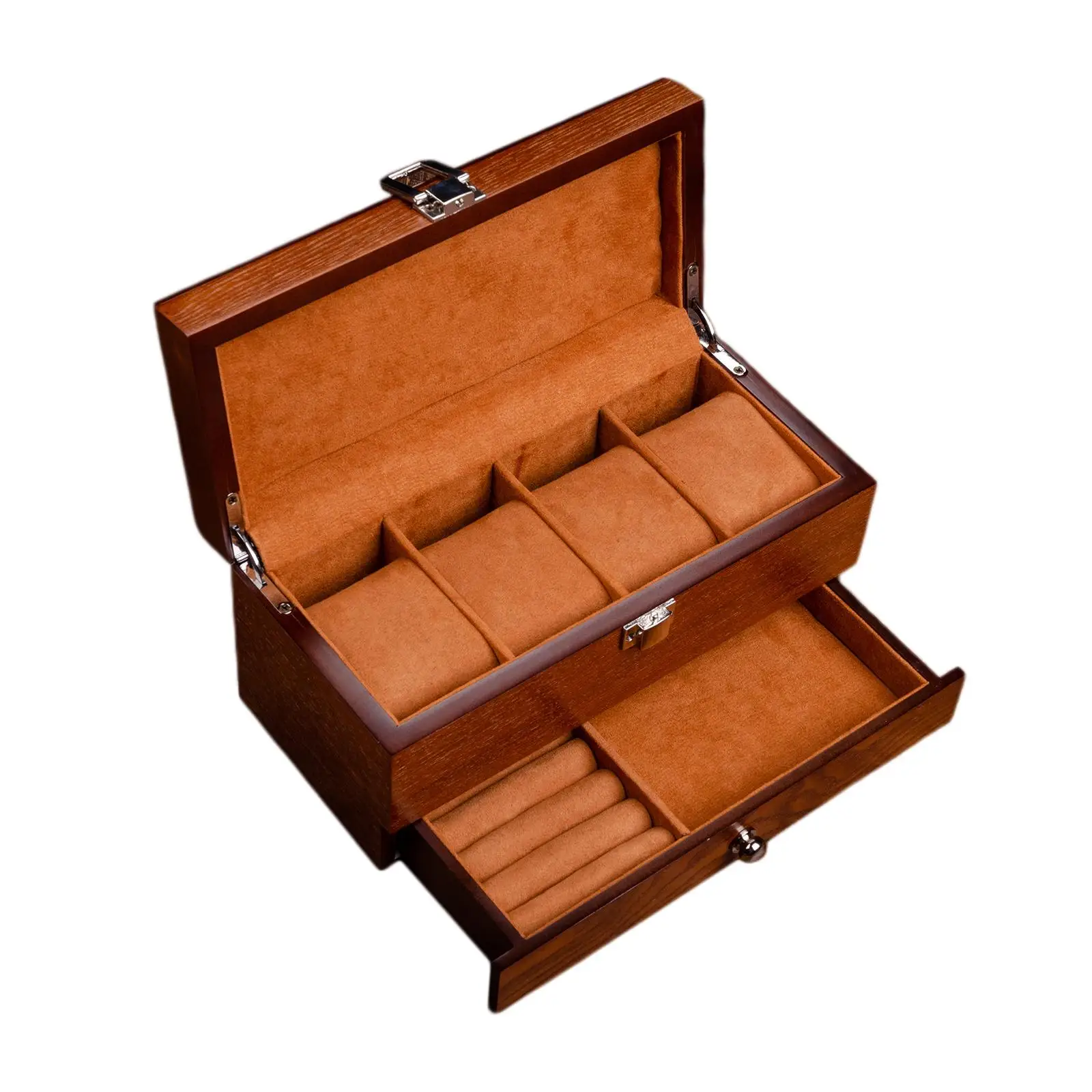 Double Layer Watch Box Container Practical Portable Multifunctional Wooden Jewelry Organizer for Necklace Shop Display