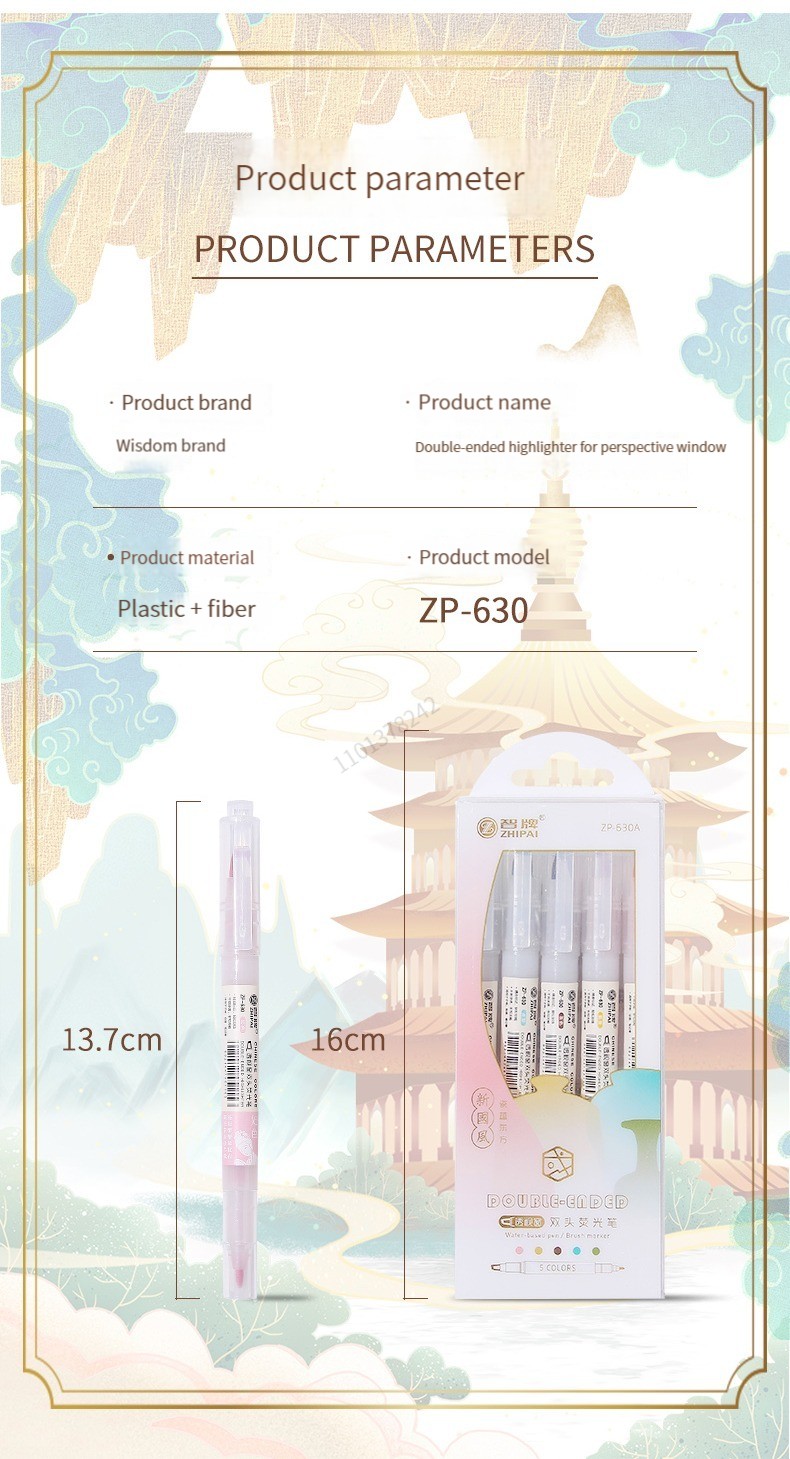 ZhiPai 5 Stück/Set Textmarker mit doppelter Spitze, Kawaii, farbige Manga-Marker, Pastellfarben, Scrapbooking, japanisches Schreibwaren-Schulmaterial – Detail 15