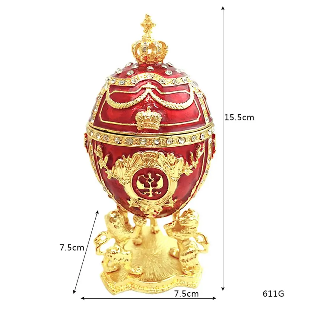 Crystal Easter Egg, Rhinestone Enamel Egg Shaped Trinket Box Hinged Jewelry Holder Collectible Figurine Box