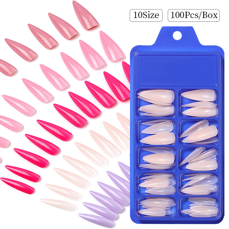 Kit faux ongles,100 pièces de faux ongles colorés couverture complète ...