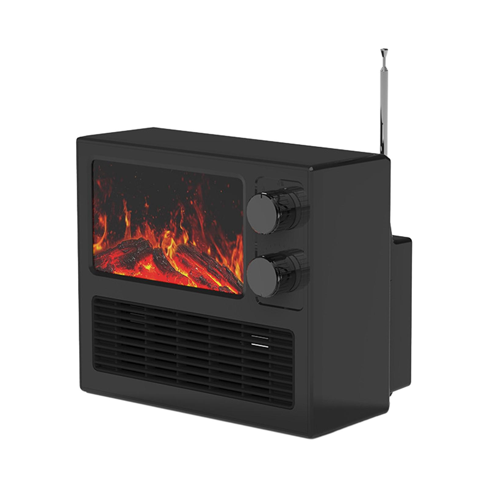 Small Electric Fireplace Freestanding Quiet with Flame Effect 1000W Space Heater for Office Dormitory Apartment Farmhouse Home