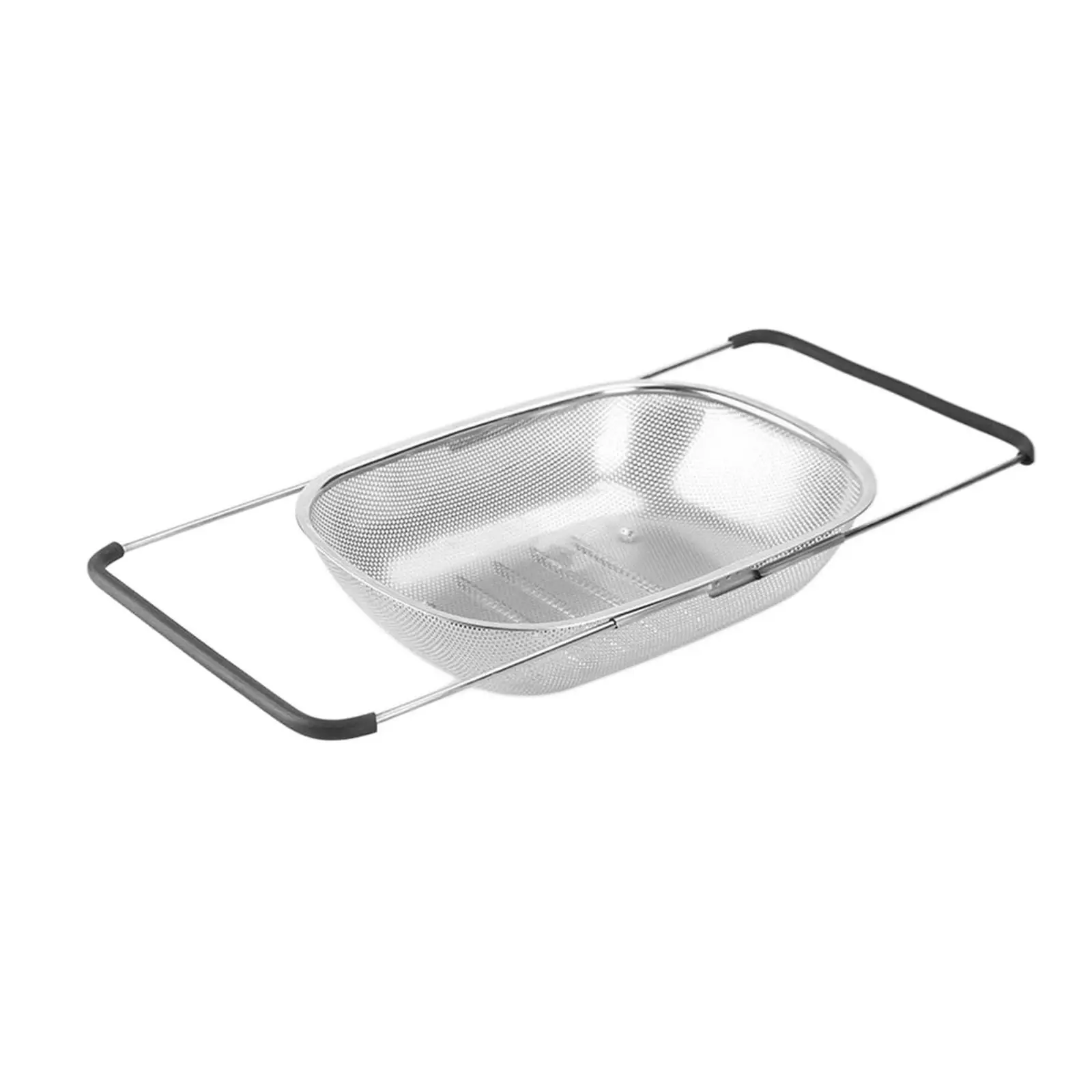 over The Sink Stainless Steel Strain, Drain, Rinse Fruits, Vegetables Easy to Clean Sturdy Strainer Basket Extendable Handles