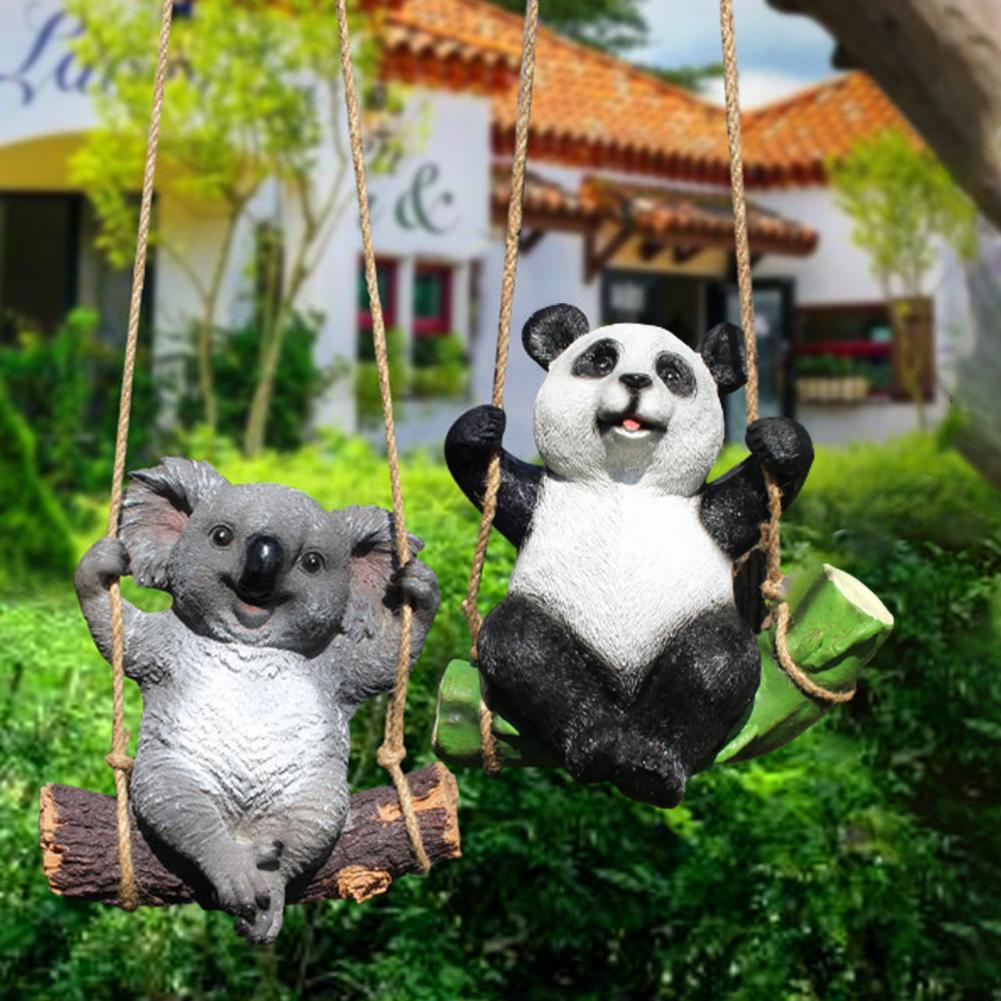 Resin Koala Panda Sculptures Delicate Animal Figurines Realistic Cartoon  Visual Panda Koala Miniatures for Garden | AliExpress