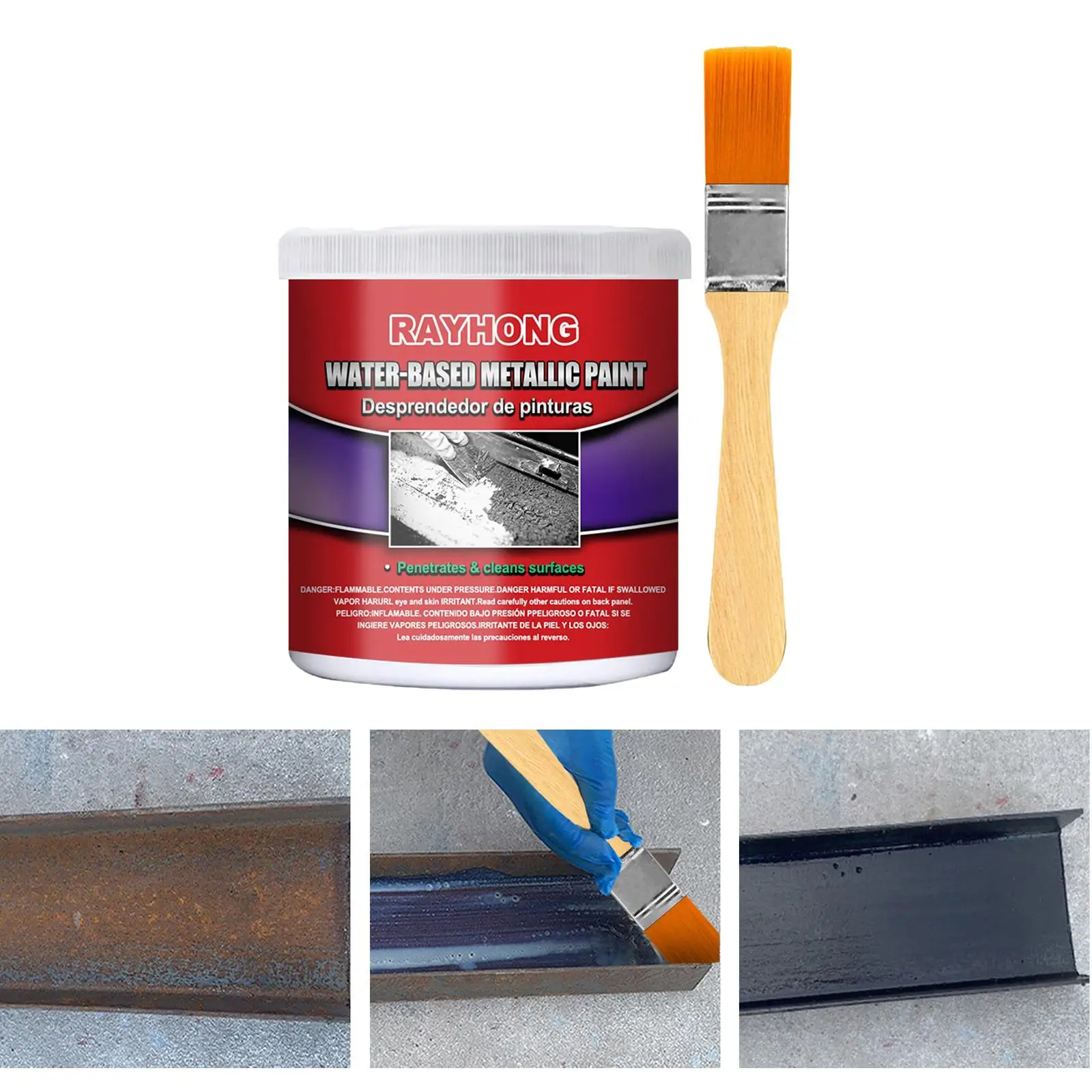 Rust Paint 100G with Brush Car Chassis Derusting Metal Rust Remover for Railings Marine