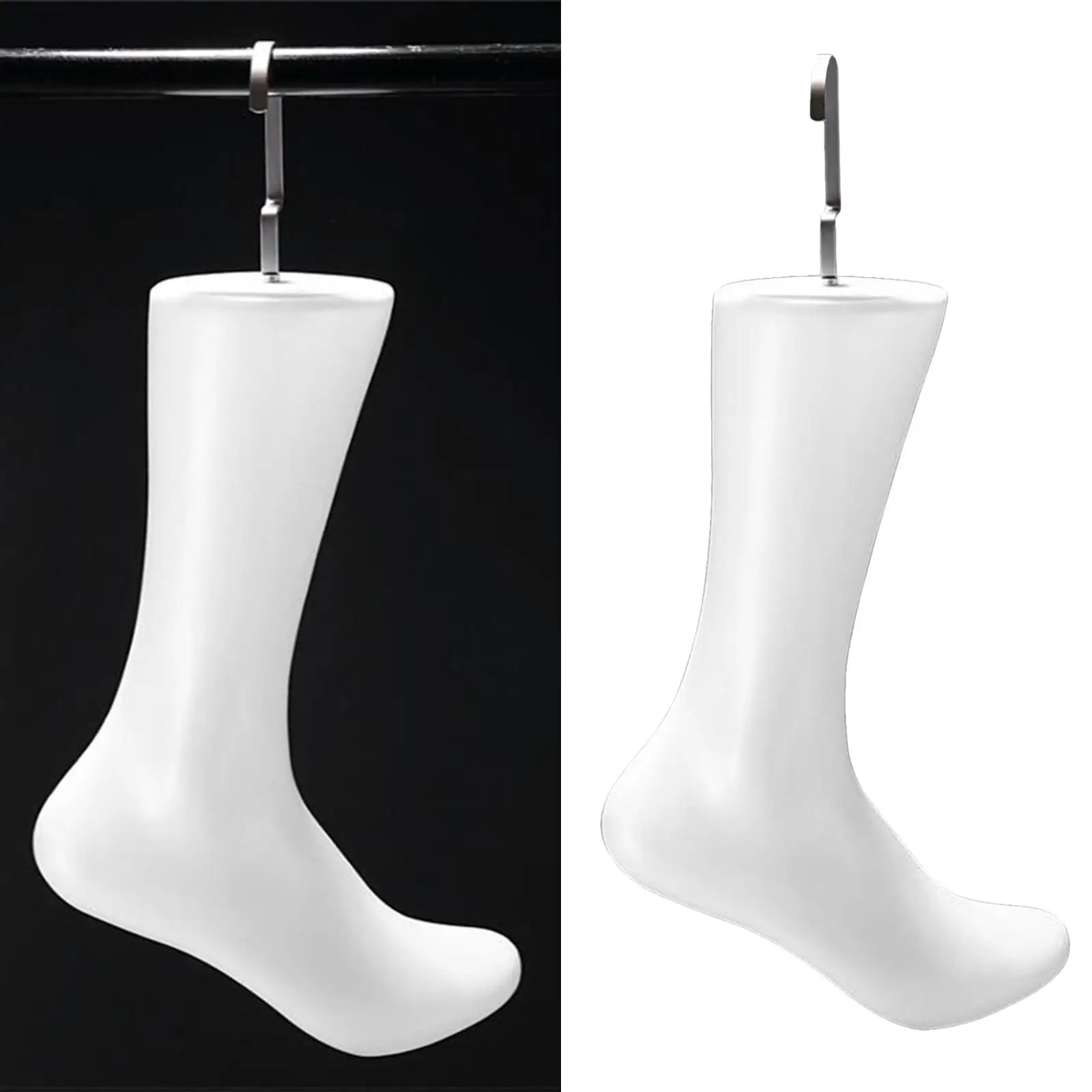 32x23cm (HxL) White Standing Leg Foot  with Hook, Feet Model for Female and Male Display Sock Shoes
