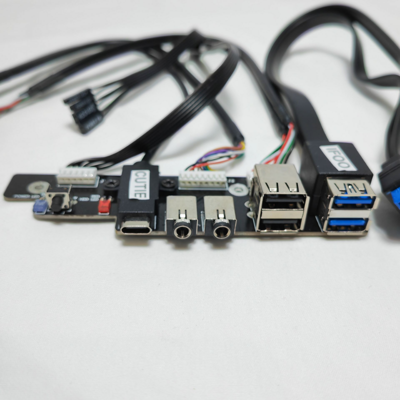 Motherboard Verlängerung Chassis Front Panel Kabel 19Pin 9Pin Zu Typ-C 2-Port USB 2,0 3,0 HD Audio 3,5mm Netzschalter LED HDD Kabel – Detail 4