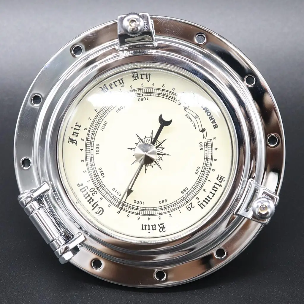 Weather Instrument Rome Vintage Barometer Air Gauge for Navigation Silver