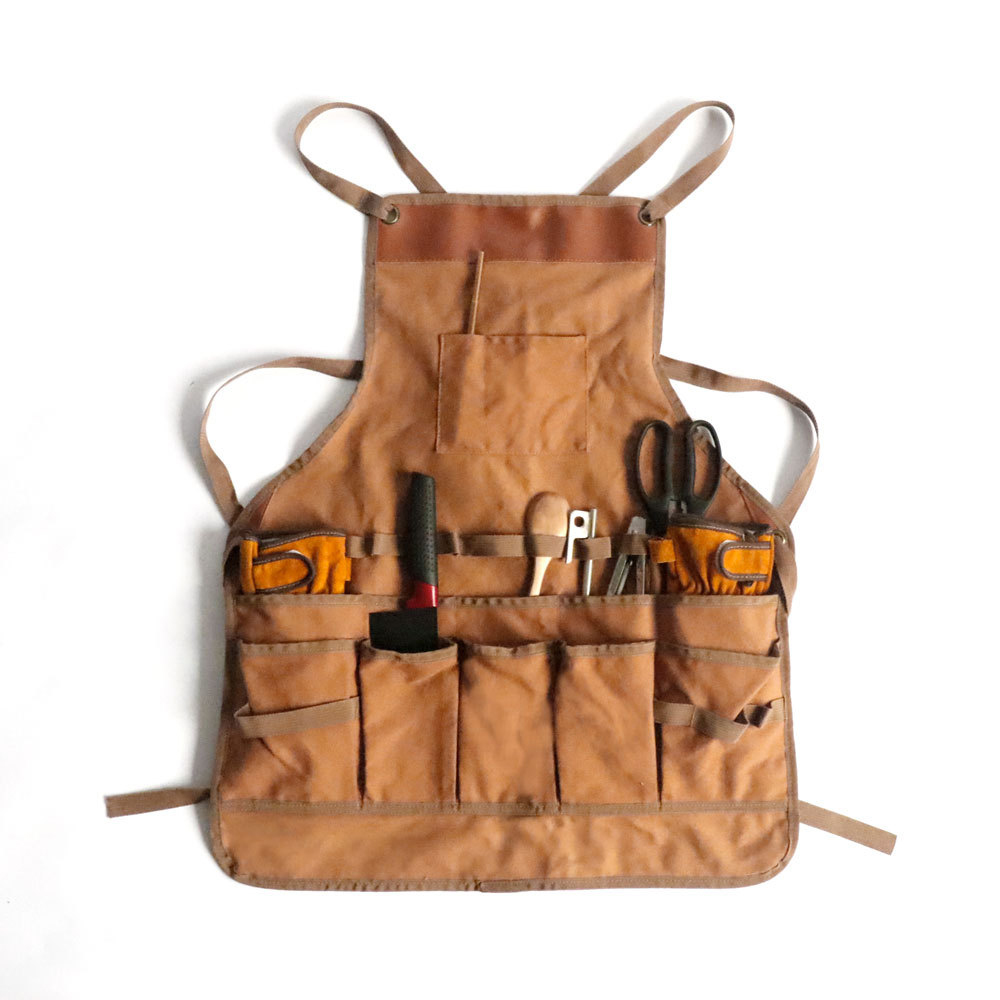 Hochleistungs-Canvas-Schürze mit Taschen Leichte Herren-Arbeits schürze für den Außenbereich – Detail 3