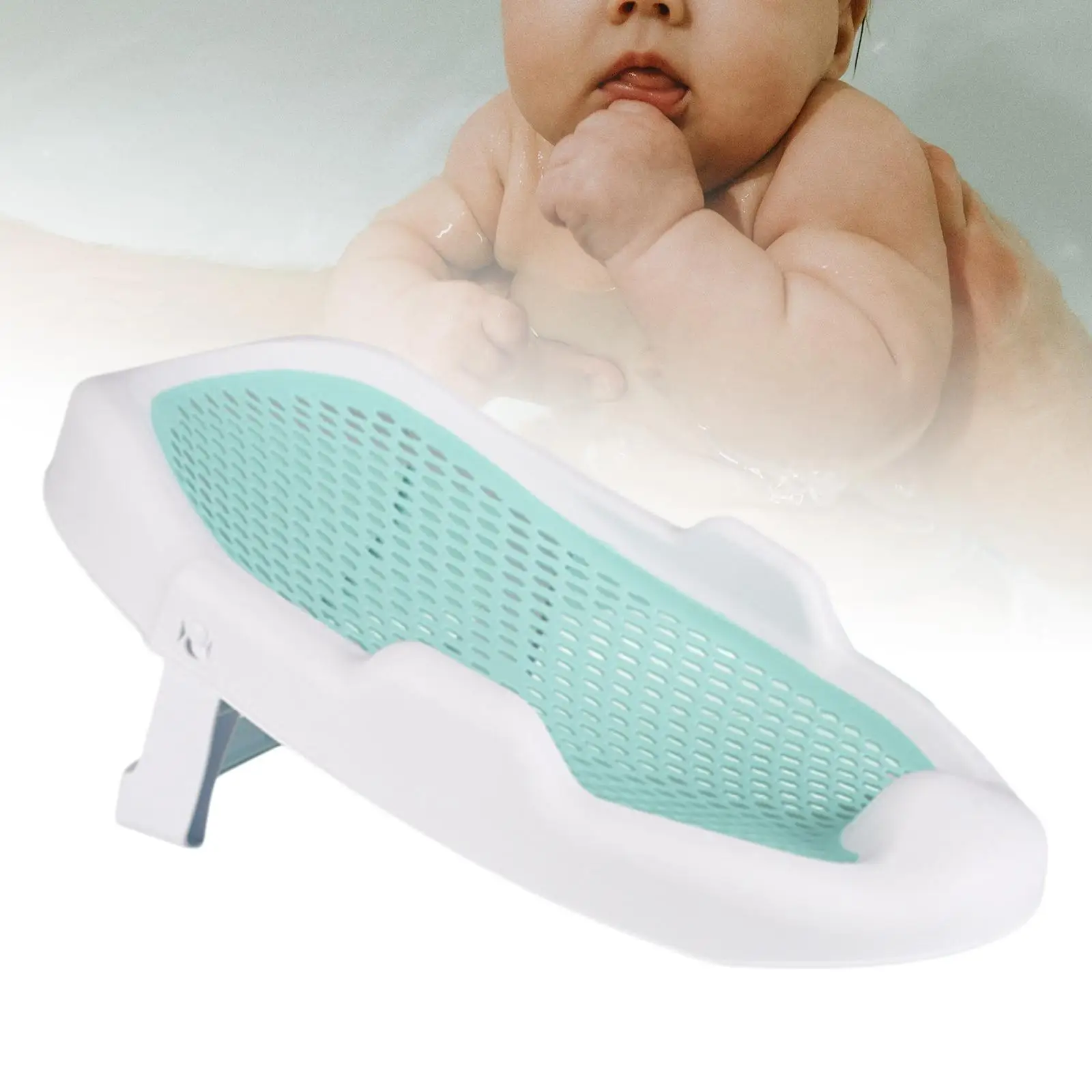 Baby Bath Seat Support Rack Soft TPE Lounger Non Slip Use from Birth until Sitting up Bathtub Shower Rack for 0-2 Years Baby