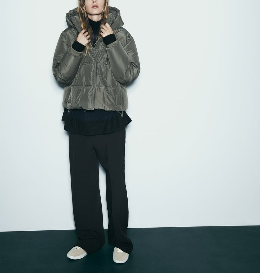 Gesteppte, kurze, dicke Kapuzenjacke für Damen, Winter-Wasser- und Windschutz, verkürzter Anorak, hoher Kragen, lange Ärmel, warmer Mantel_voghion.com