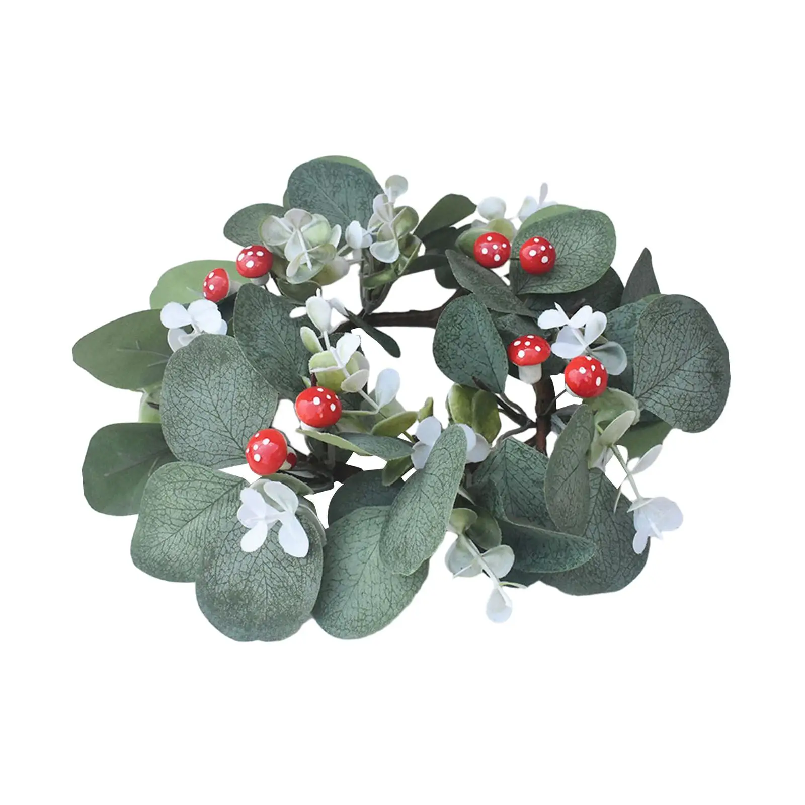 Eucalyptus Leaves Wreath Garland Decorative Dining Table Candle Rings for Festivals Celebrations Living Room Restaurant Wedding