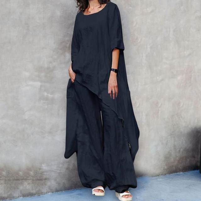 Ensemble 2 Pièces Femme Coton-Lin - Look Décontracté Chic Pour Été