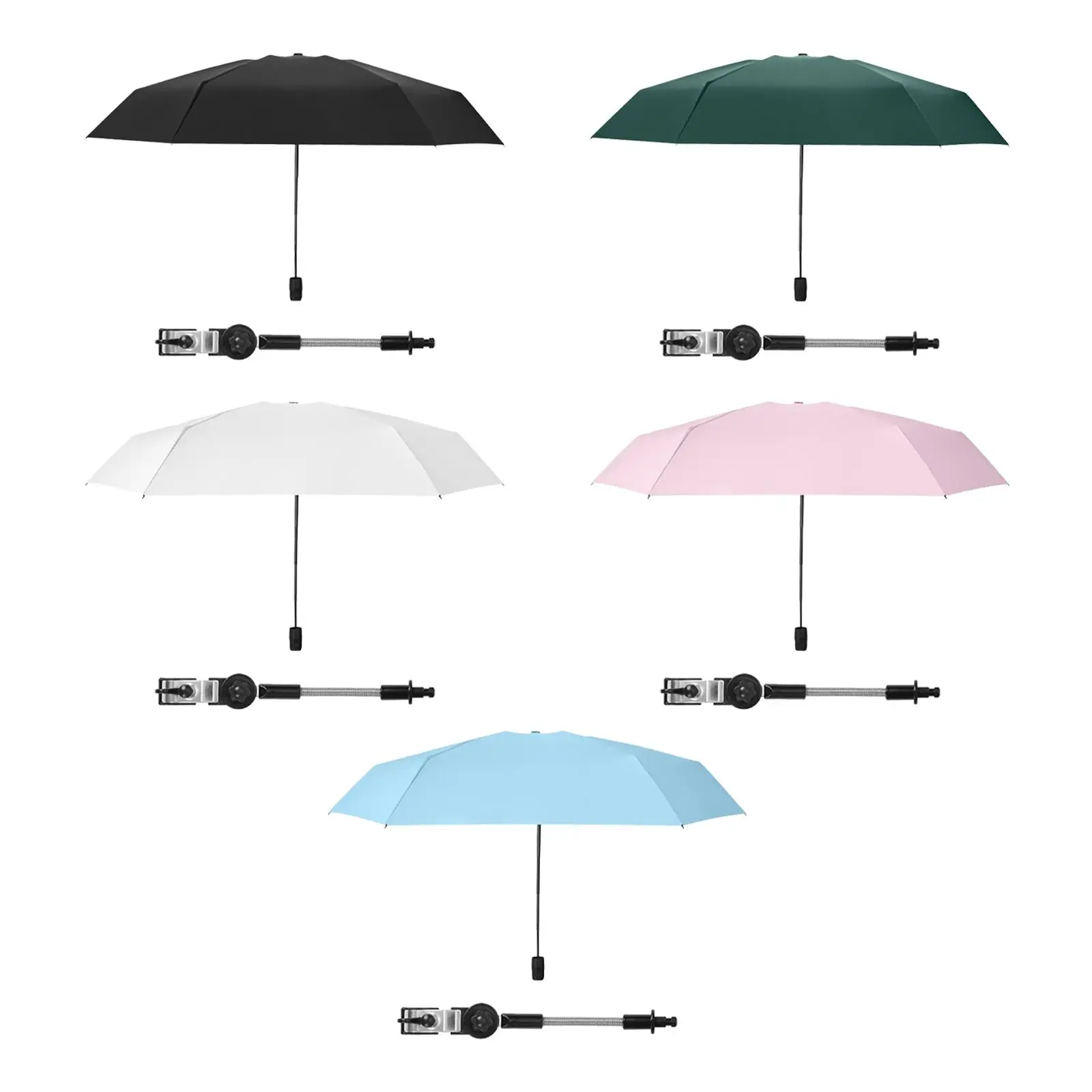 Parasol Beach Umbrella Adjustable with Clamp 90cm Diamter Universal Umbrella for Accessories Chair