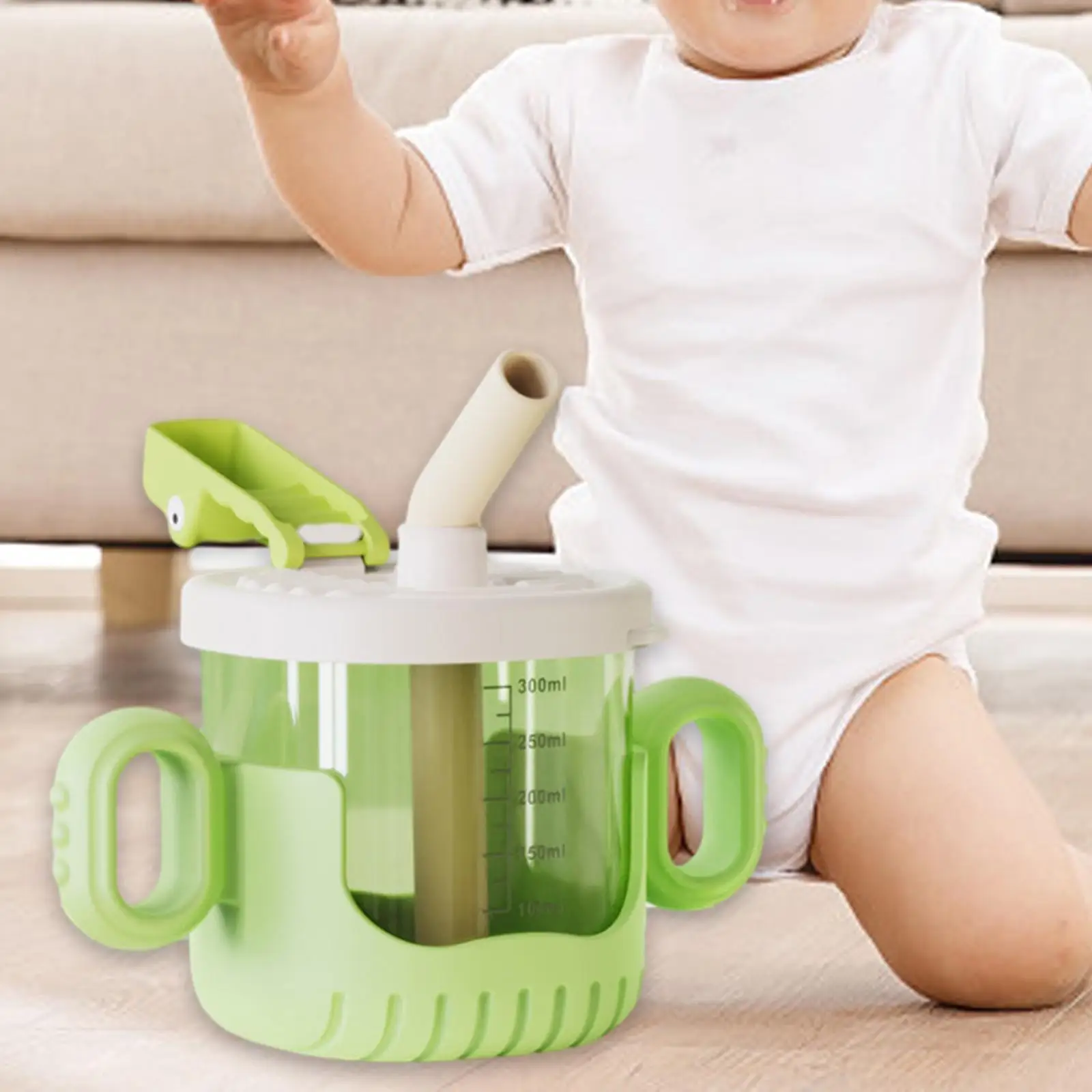 Sippy Cups 10Oz/300ml Unbreakable Leakproof Training Cup with Straw with Scale for Baby Boys Girls Children
