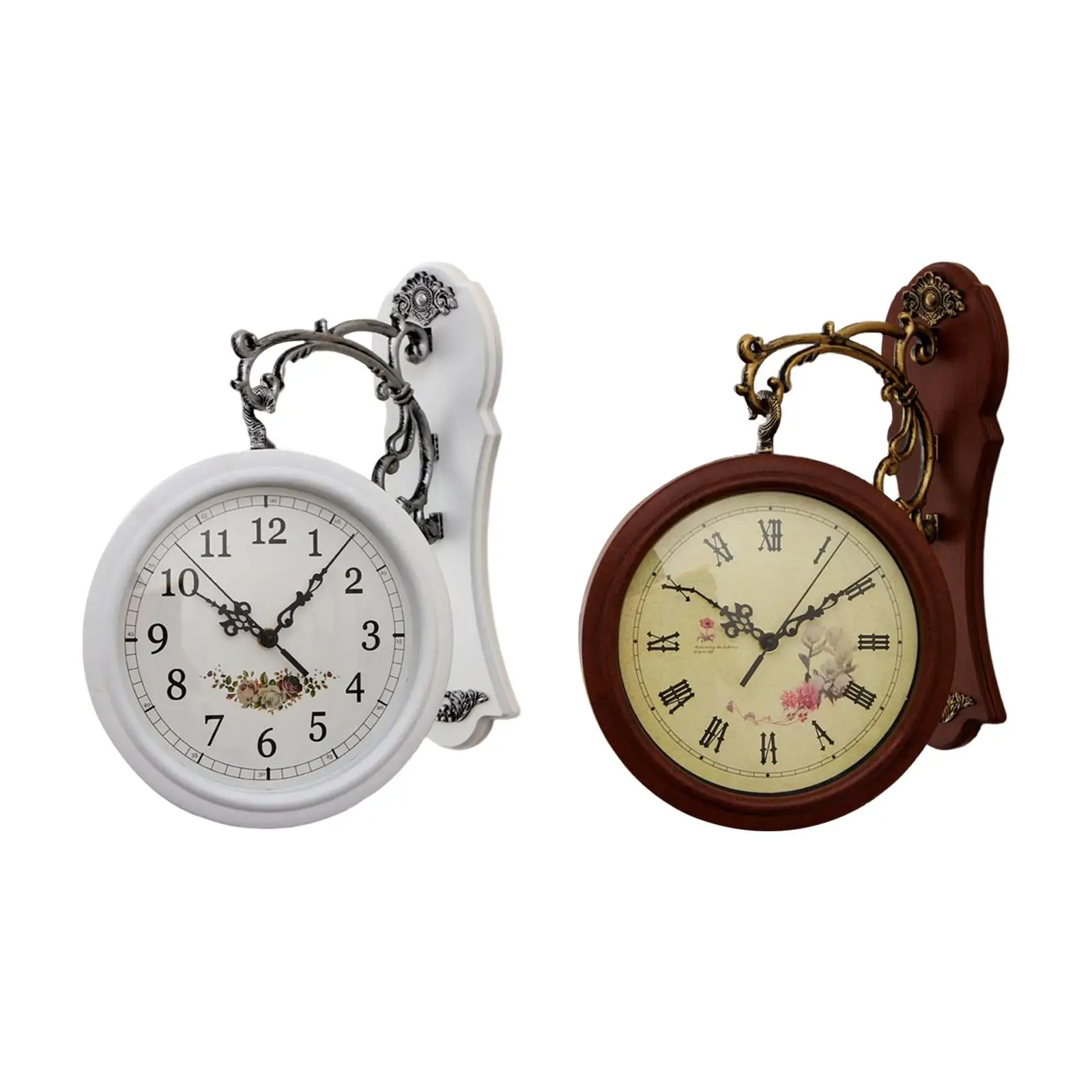 Double Sided Wall Clock Hanging Station Silent Indoor Outdoor, Kitchen