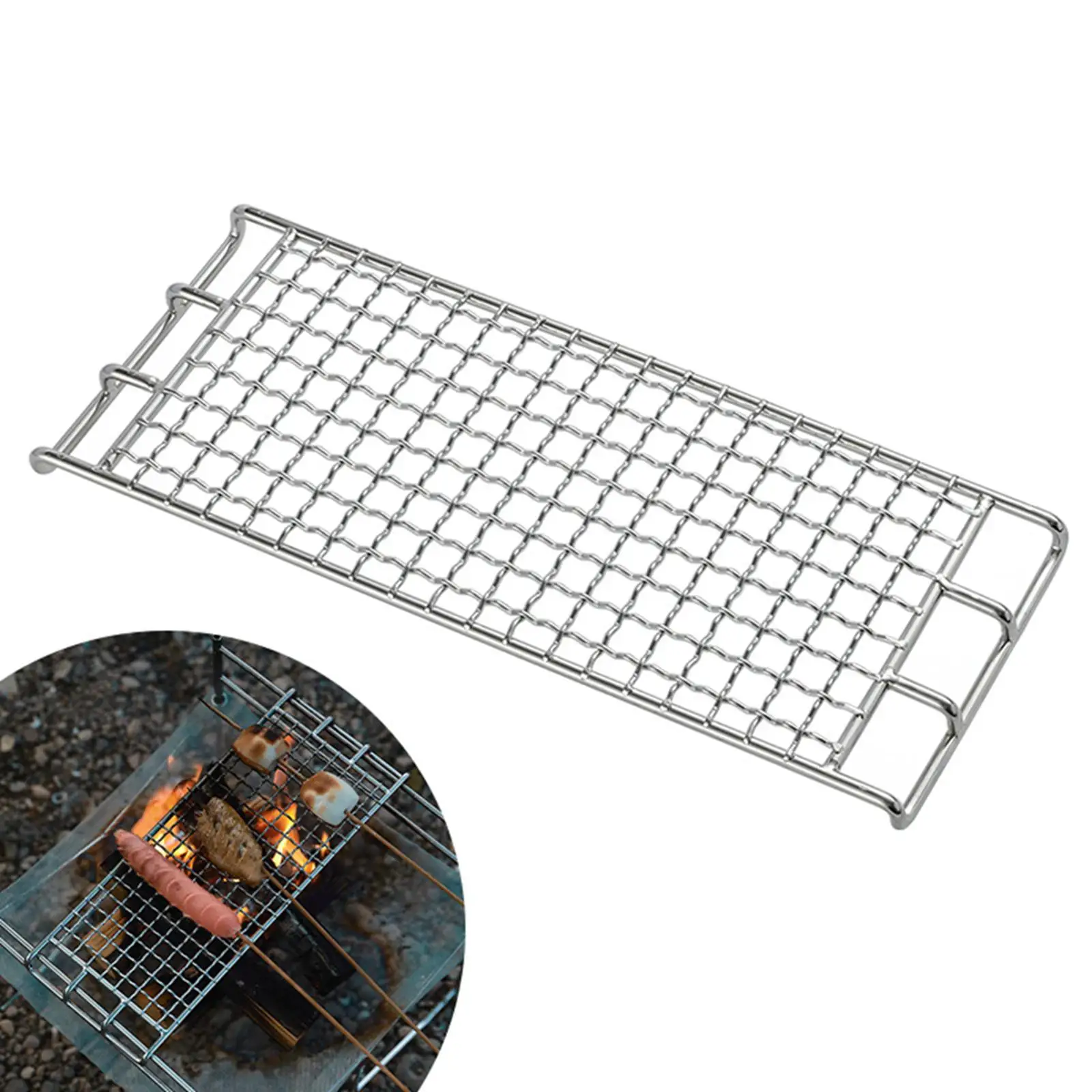 BBQ Grilling Basket Stainless Steel Mesh Wire Net Outdoor Barbecue Picnic Tool 