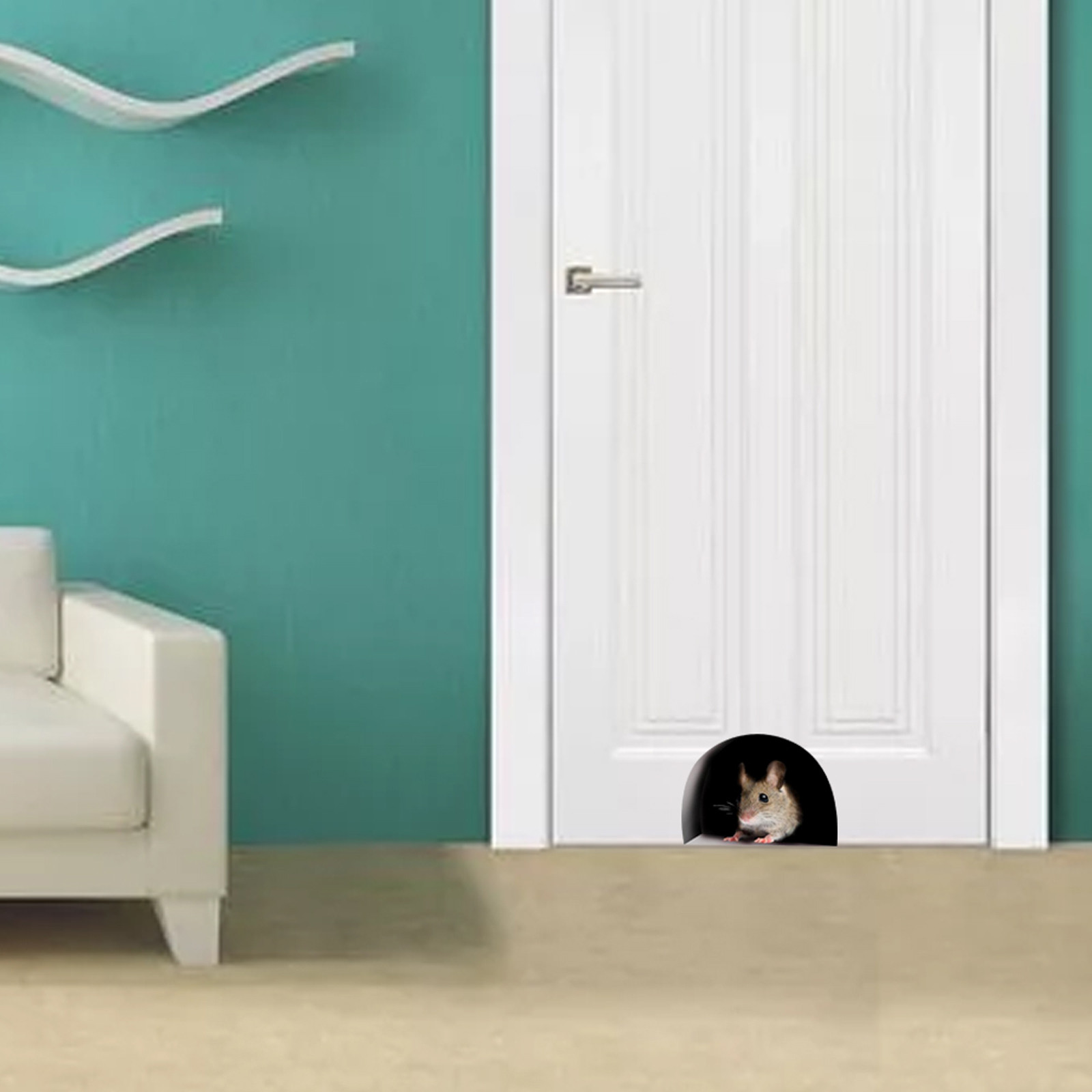 Description Picture 6 of item5pcs Realistic Mouse Hole Wall Stickers for Corner Stairs Funny Home Decor Pvc Vinyl Opaque Wallpaper for Living Room Decoration