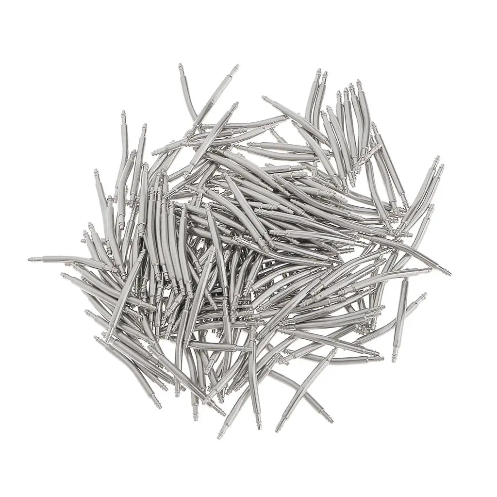 200pcs Stainless Steel Curved Spring Bar Pins Link for  Size 16-26mm