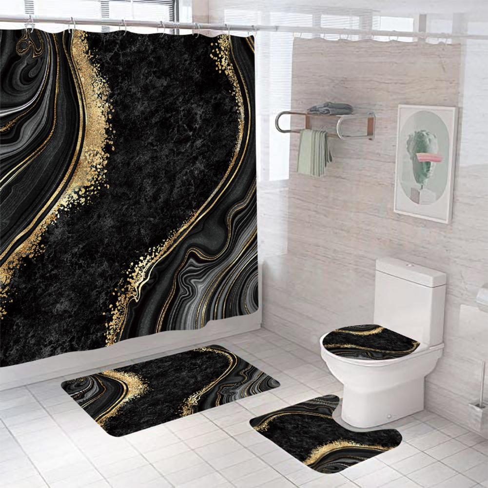 Modern Style Marble Polyester Shower Curtain Bathing display picture 5