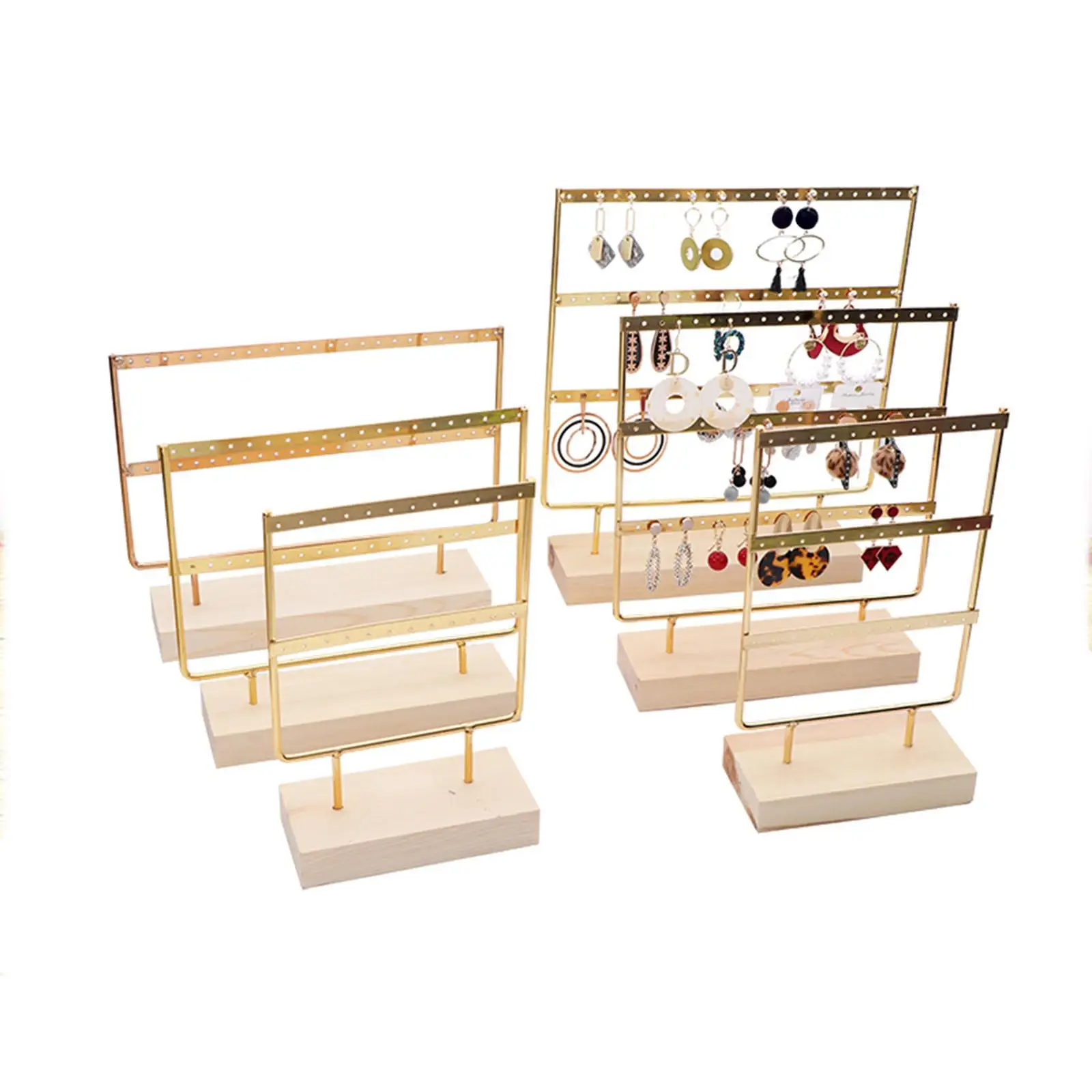 3 Tiers Earring Stand Ear Stud Holder Large Storage Metal with Holes Girls