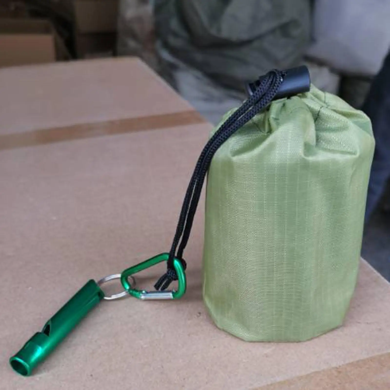 Portable Survival Blanket Emergency Sleeping Bag with Whistle for Hiking