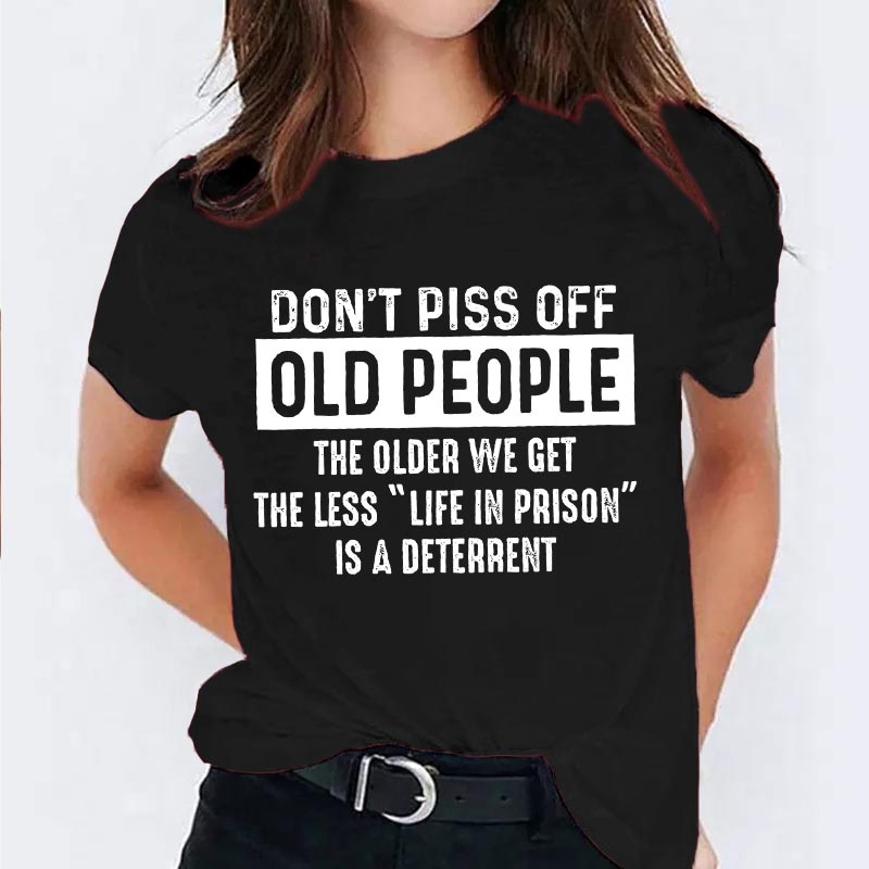 Verpiss alte Leute nicht lustige Männer Frauen Sommer T-Shirt lose kurz ärmel ige lässige Basic-Shirt o Hals T-Shirt für Männer Overs ize – Detail 7