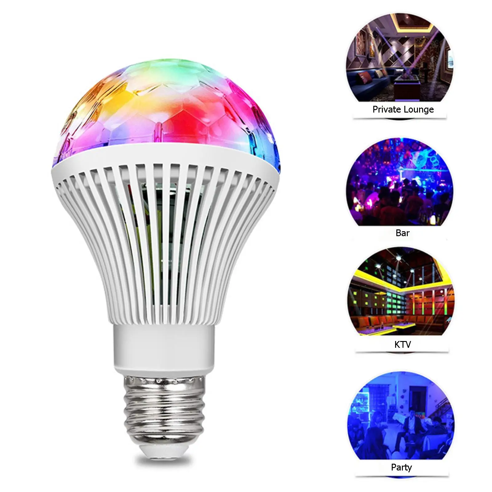 Crystal Ball Rotating Disco Party Bulb Lamp LED Stage Light Bulbs 3W E27/B22 RGB 