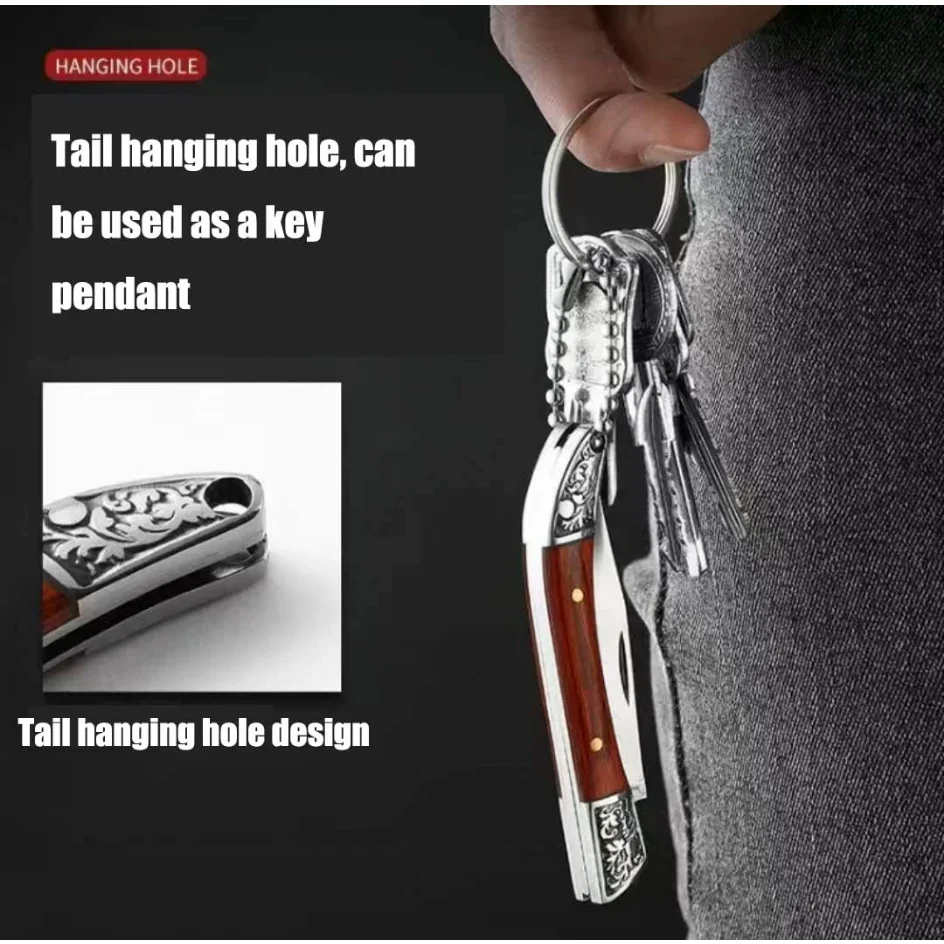 Description Picture 5 of itemStainless Steel Folding Pocket Knife Fruit Knife with Wooden Handle Multifunctional Knives for Easy Carrying Kitchen Knives